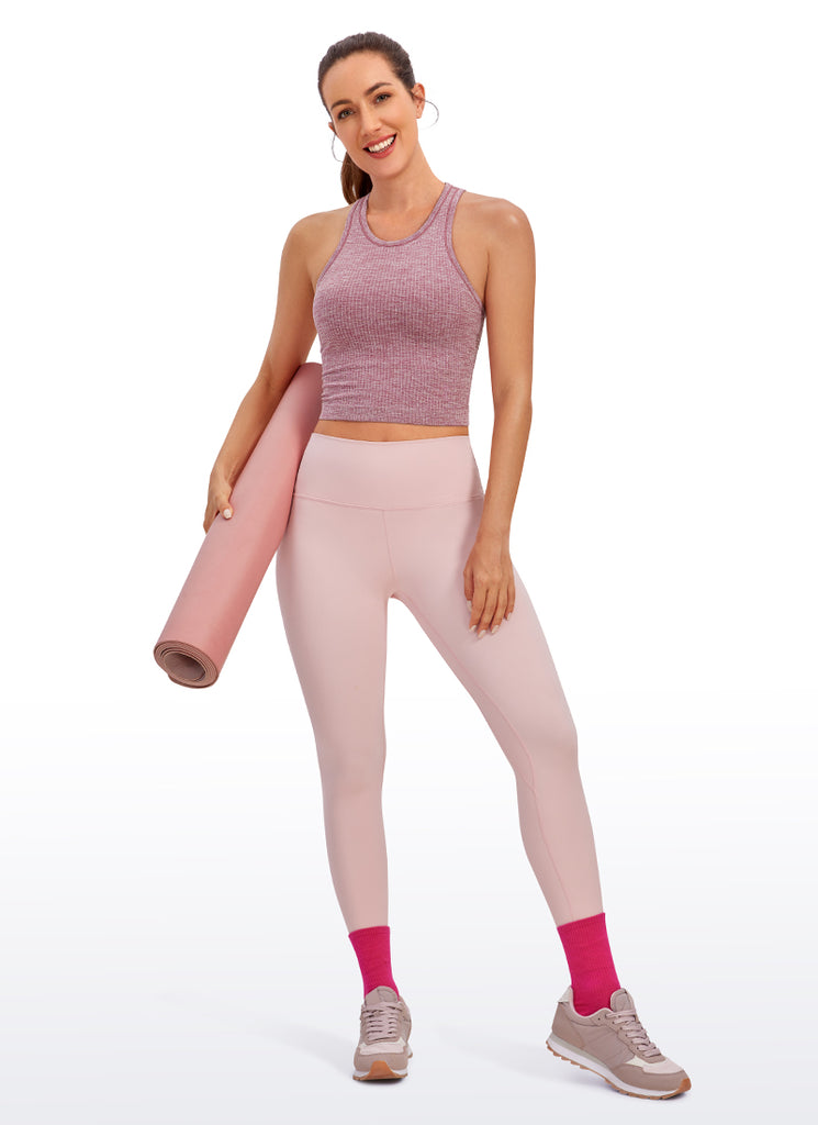 CRZ YOGA Women's Yoga Slim Fit Tops Seamless Longline Tank High Neck Black