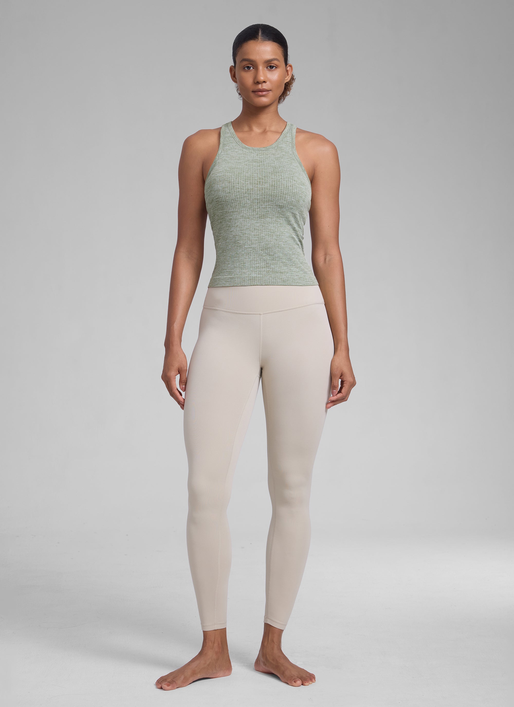 CRZ YOGA Women's Yoga Slim Fit Tops Seamless Hip LengthTank High Neck Darkish Green
