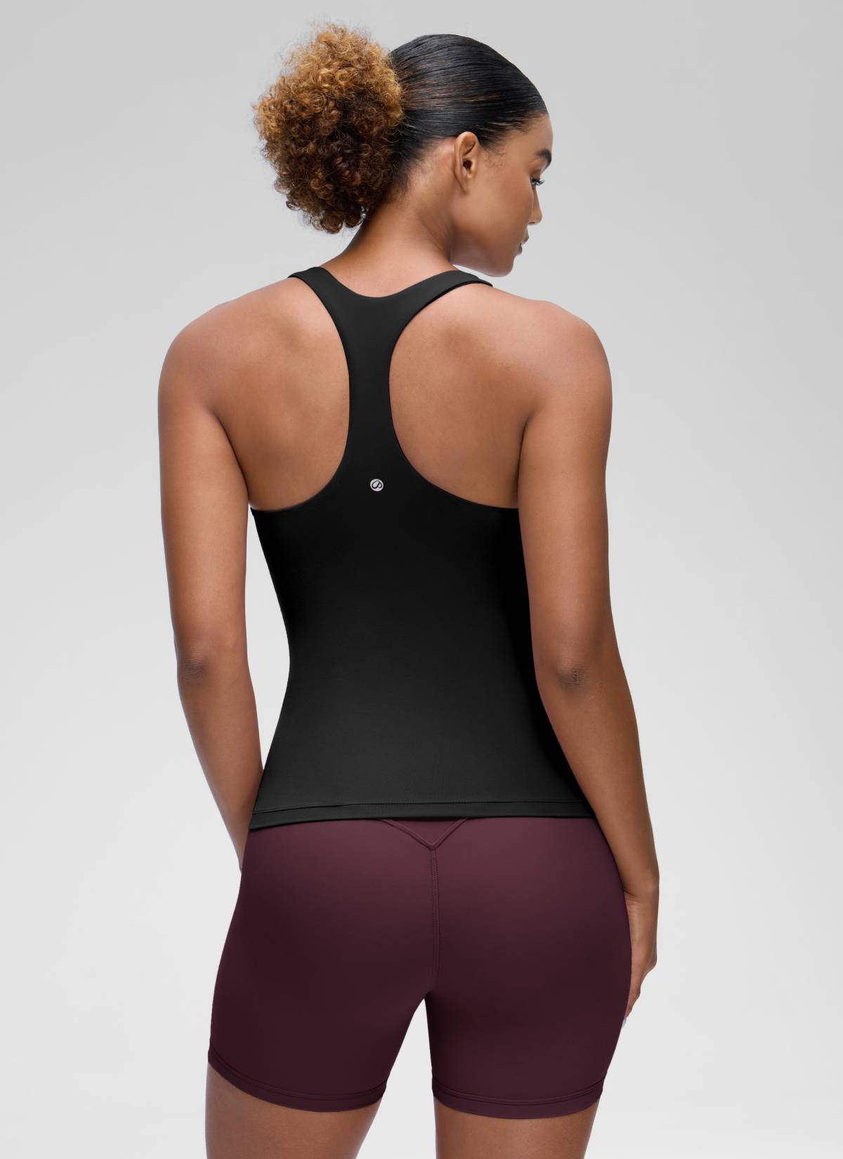 CRZ YOGA Women's Yoga Tight Fit Tops Butterluxe Built-in Bra Tank Black