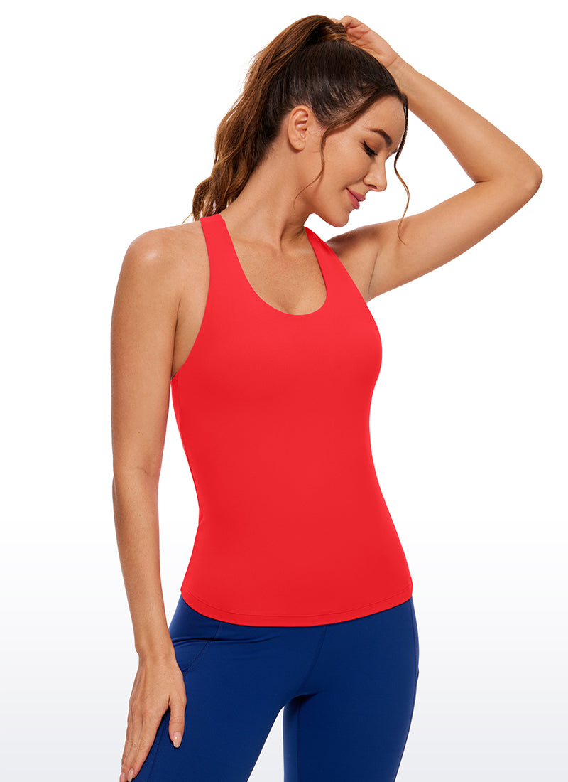 CRZ YOGA Women's Yoga Tight Fit Tops Butterluxe Built-in Bra Tank Grey Sage