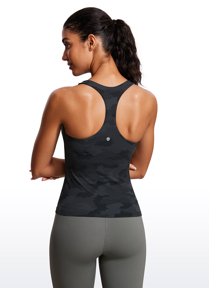 CRZ YOGA Women's Yoga Tight Fit Tops Butterluxe Built-in Bra Tank Grey Sage