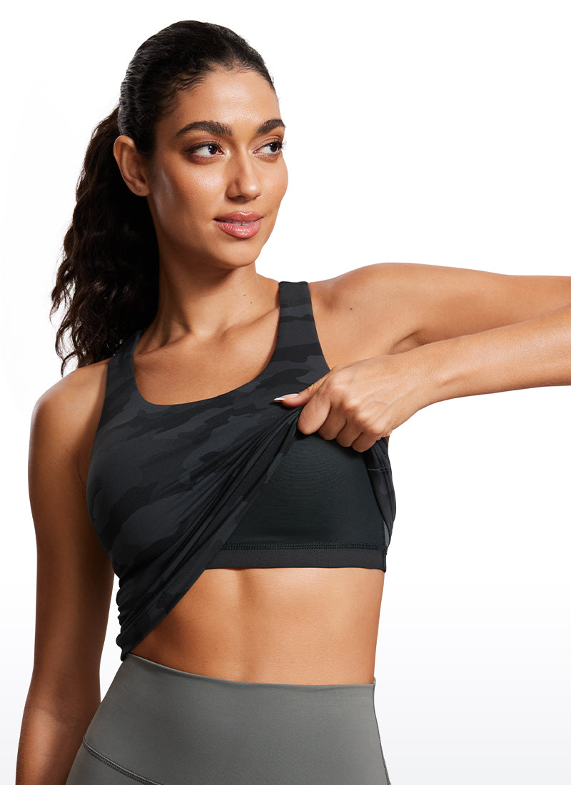 CRZ YOGA Women's Yoga Tight Fit Tops Butterluxe Built-in Bra Tank White