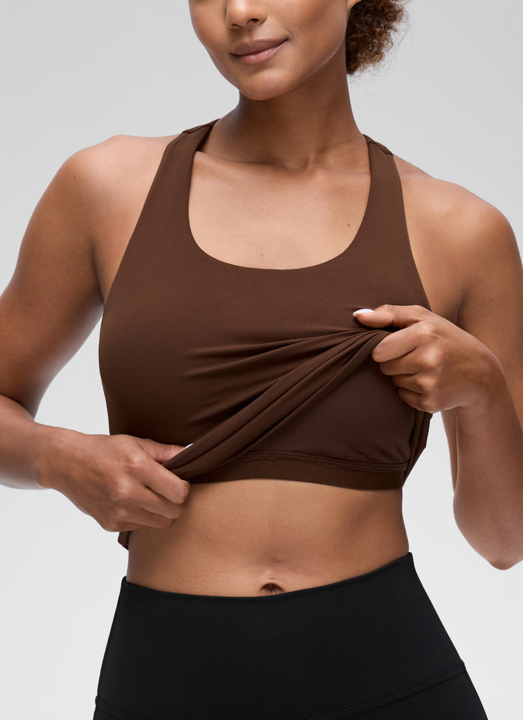 CRZ YOGA Women's Yoga Tight Fit Tops Butterluxe Built-in Bra Tank Lava Brown