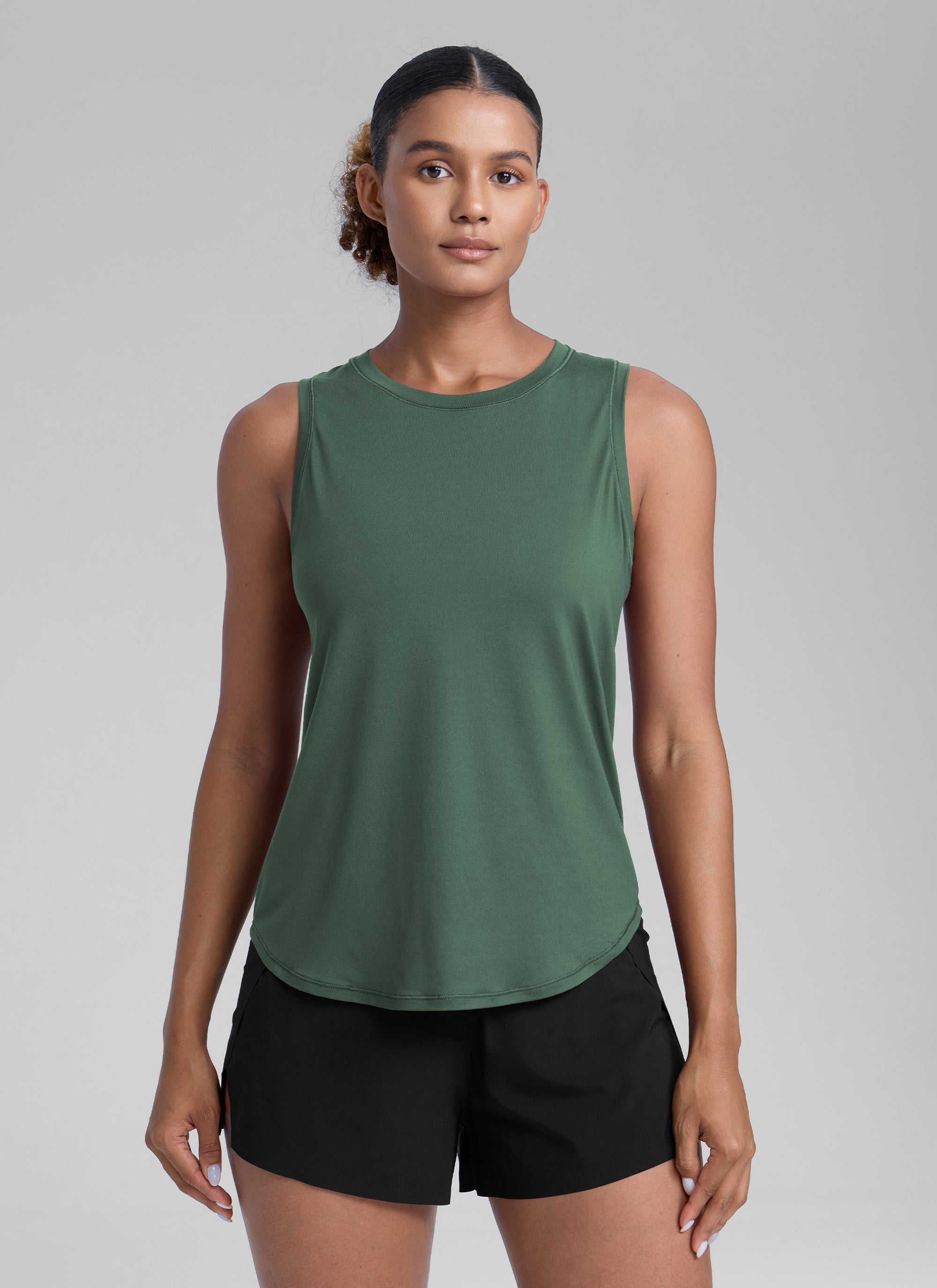 CRZ YOGA Women's Running Relaxed Fit Ultralight Tank Top Racerback Slate Blue