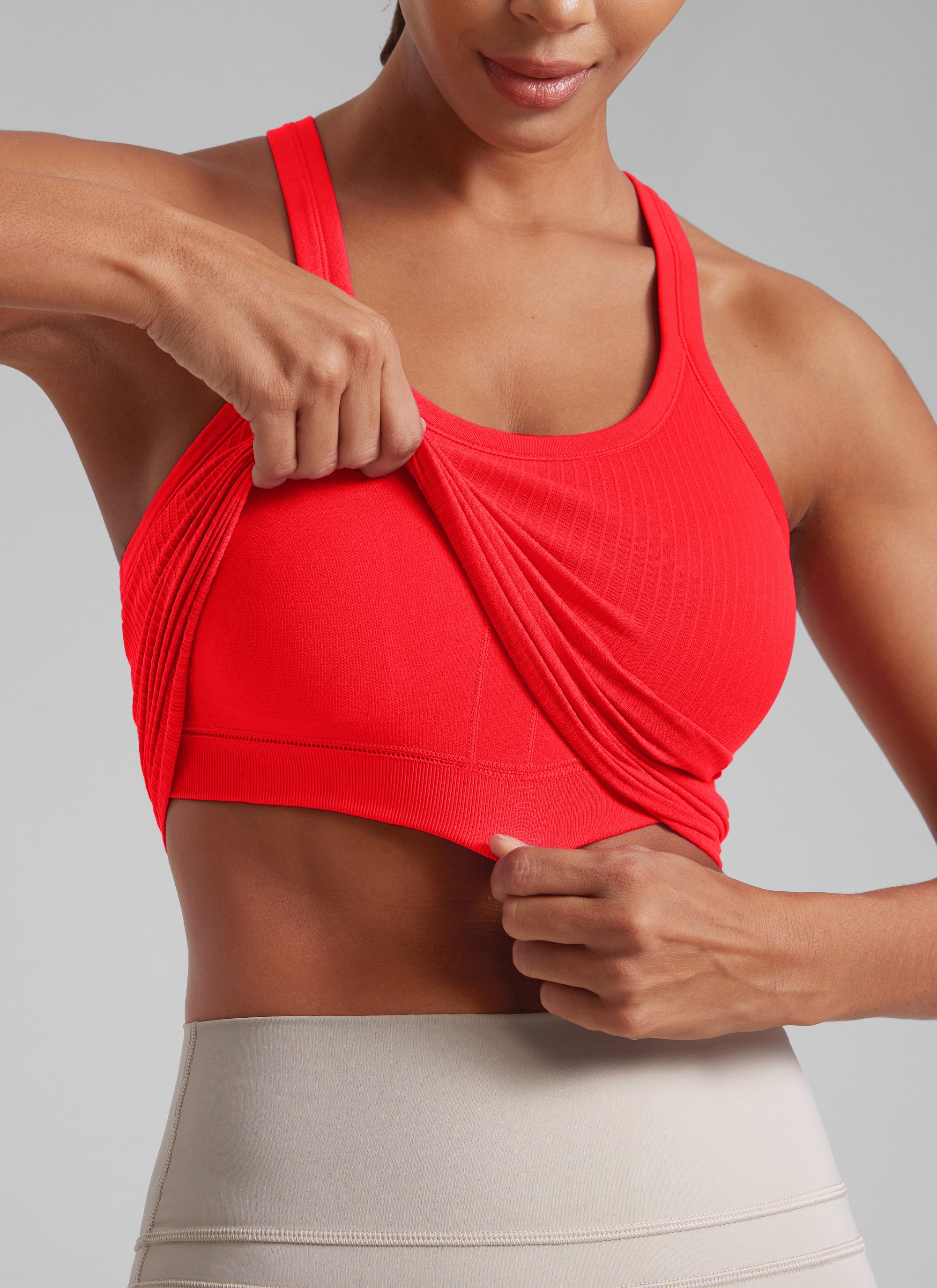 CRZ YOGA Women's Yoga Slim Fit Seamless Tank Crew Neck Waist Length Pure Blue