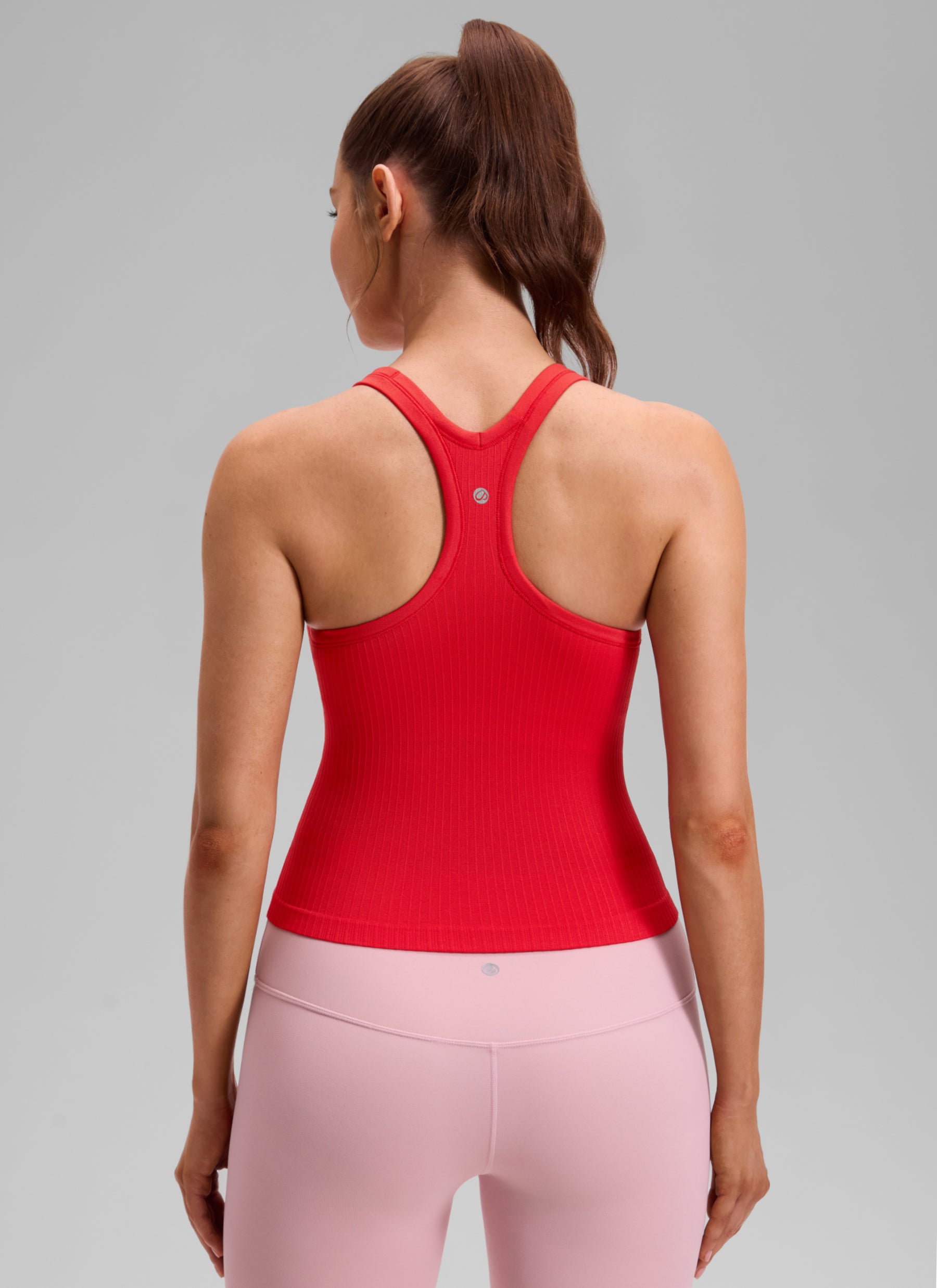 CRZ YOGA Women's Yoga Slim Fit Seamless Tank Crew Neck Waist Length Deep Red @model_info:V