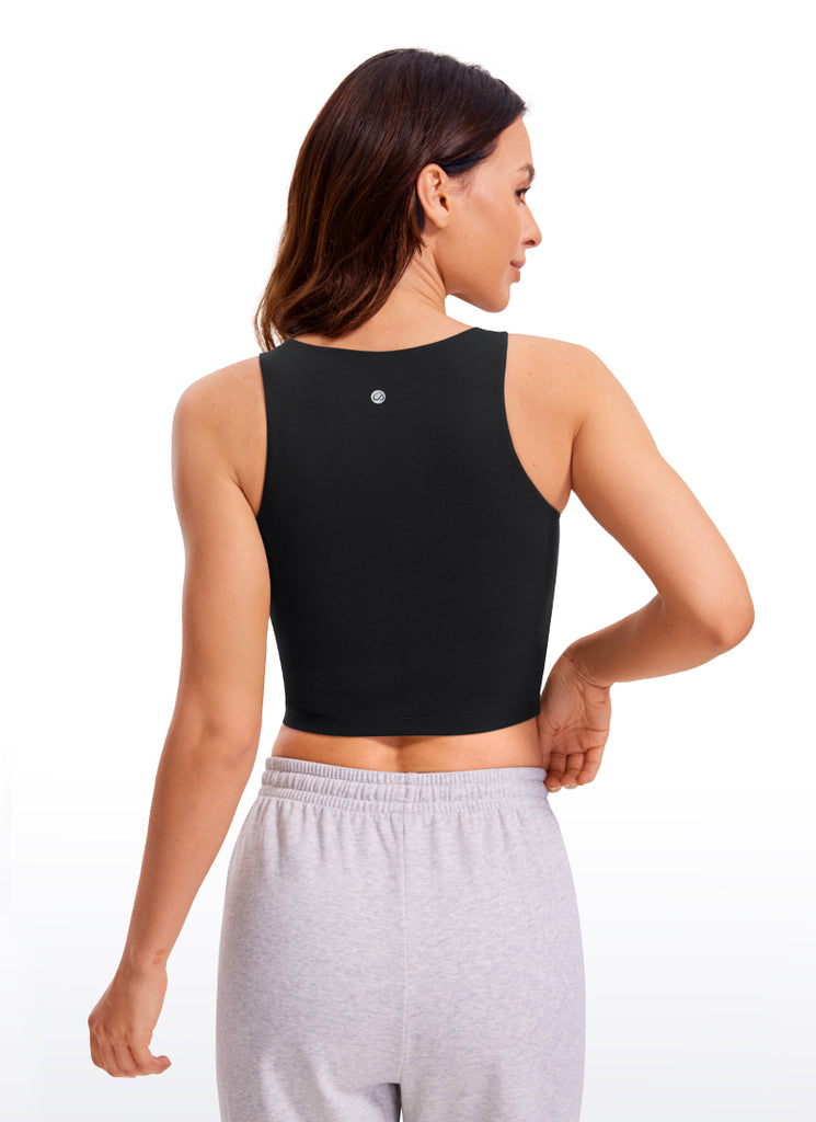 CRZ YOGA Women's Yoga Tight Fit ButterluxeTank Tops Racerback Cropped True Navy