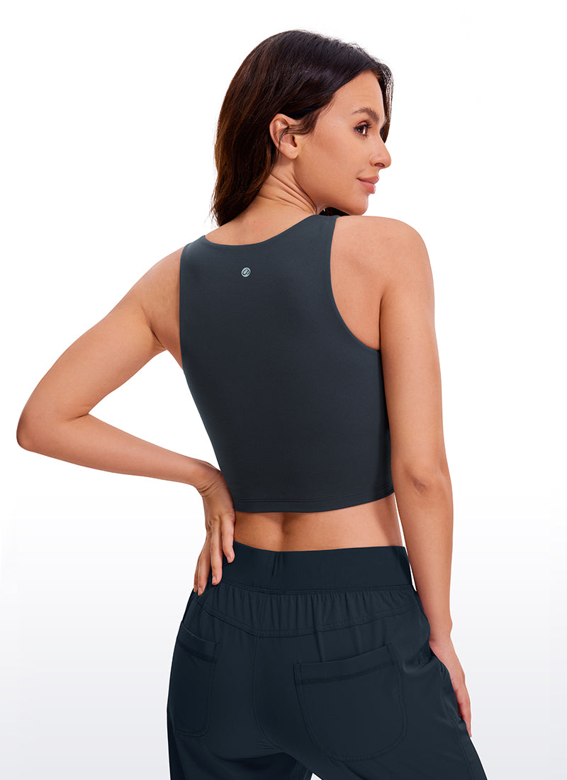 CRZ YOGA Women's Yoga Tight Fit ButterluxeTank Tops Racerback Cropped True Navy @model_info:B