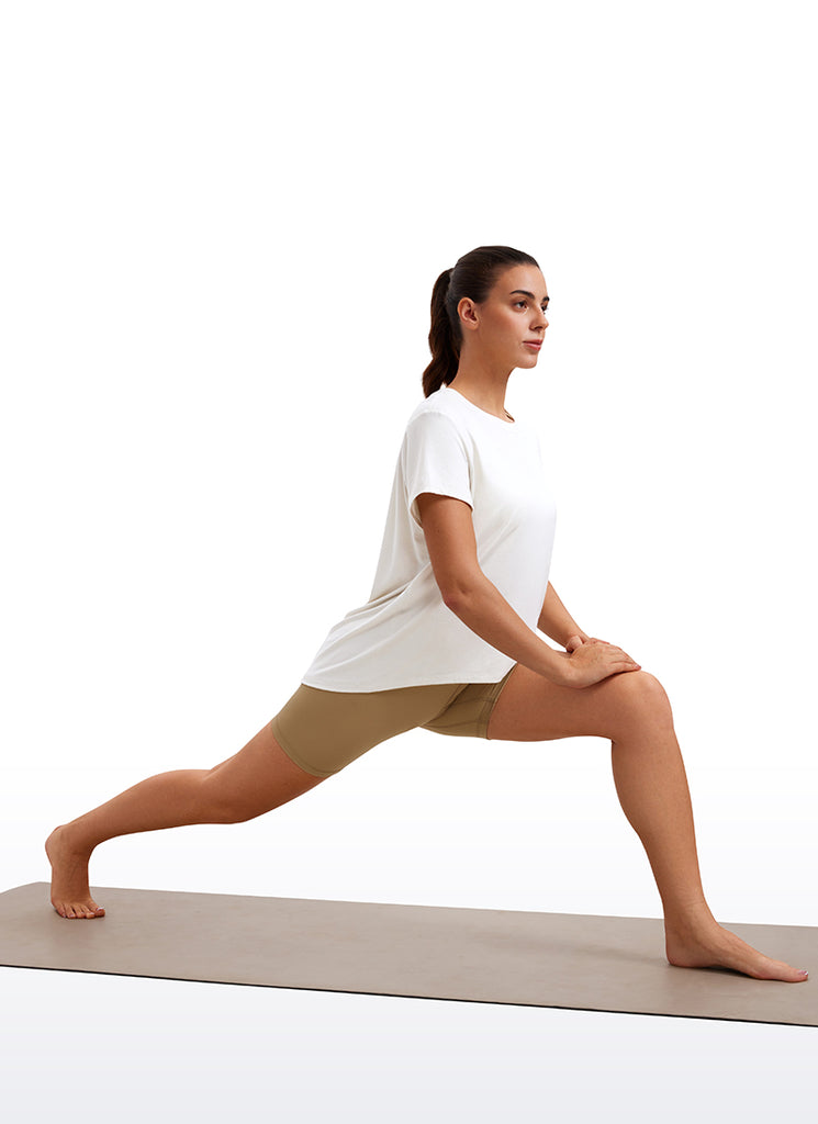 CRZ YOGA Women's Yoga Loose Fit Flowy Short Sleeves Crew Neck Black