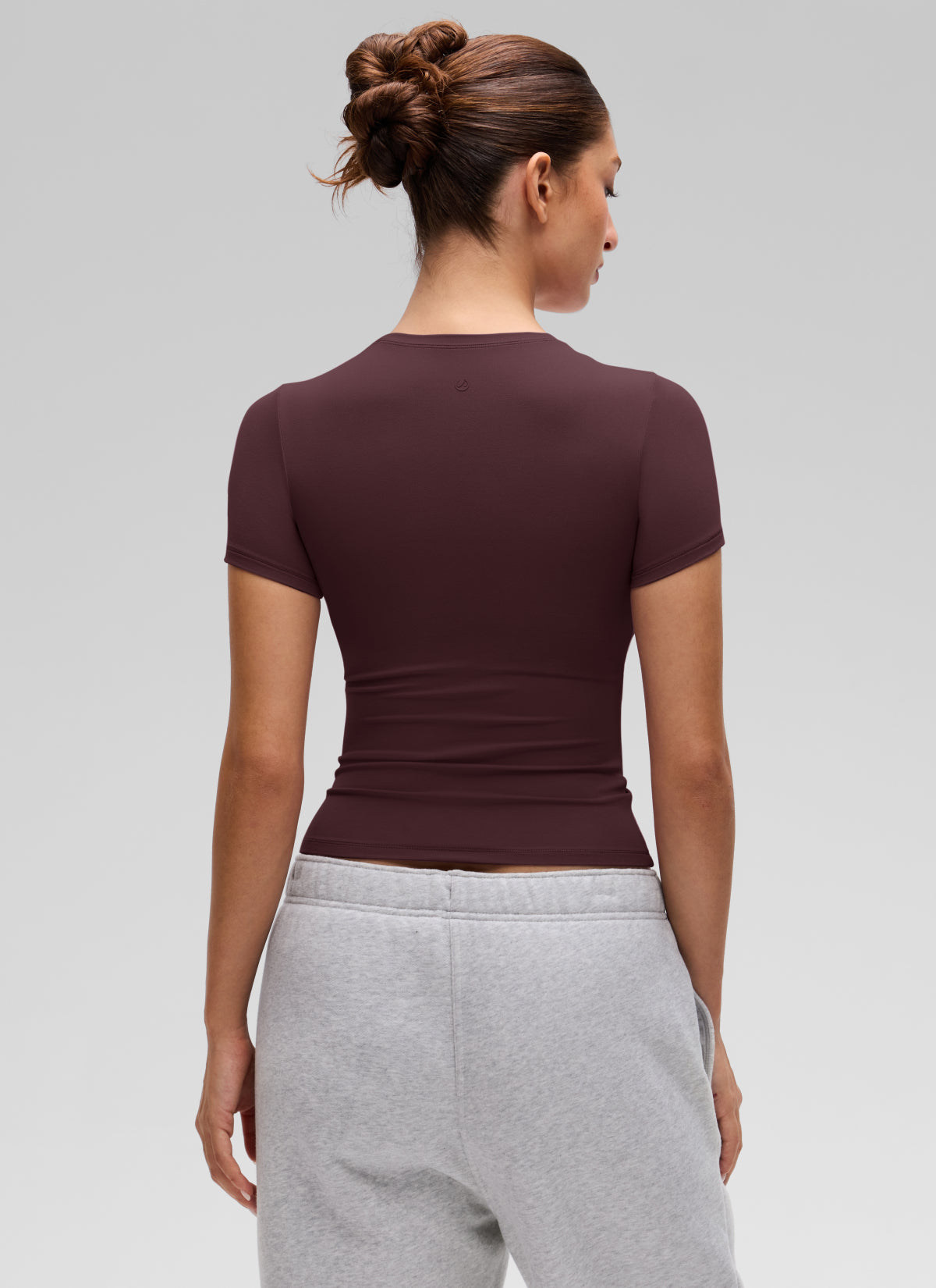 CRZ YOGA Women Going Out Tops Soft High Crew Neck Casual Tight Shirts Ripe Plum