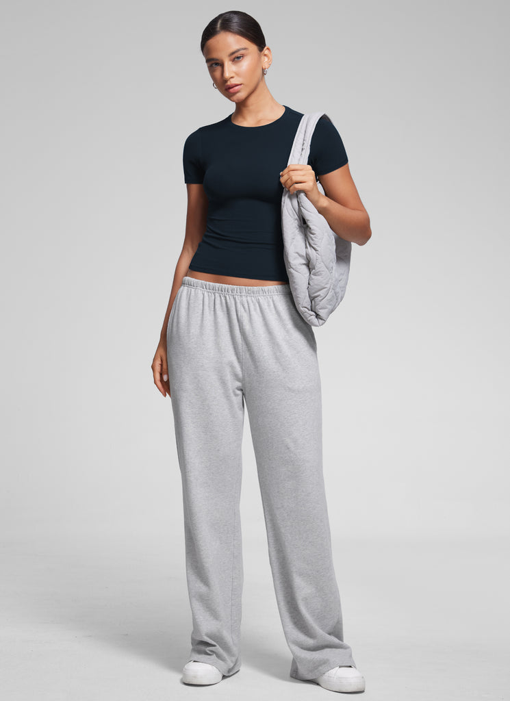 CRZ YOGA Women Going Out Tops Soft High Crew Neck Casual Tight Shirts True Navy