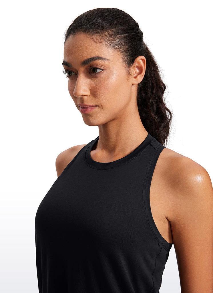 CRZ YOGA Women's Racerback Tank Tops High Crewneck Sleeveless Soft Flowy Sparkle Blue