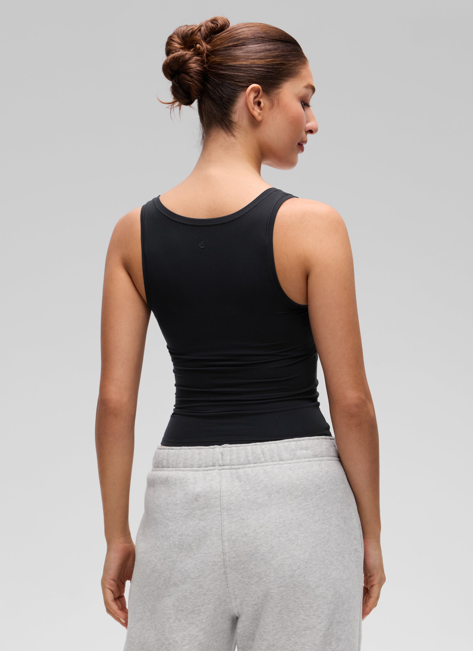CRZ YOGA Women Softembrace Soft Double Lined Scoop Neck Tanks Casual Tops Black