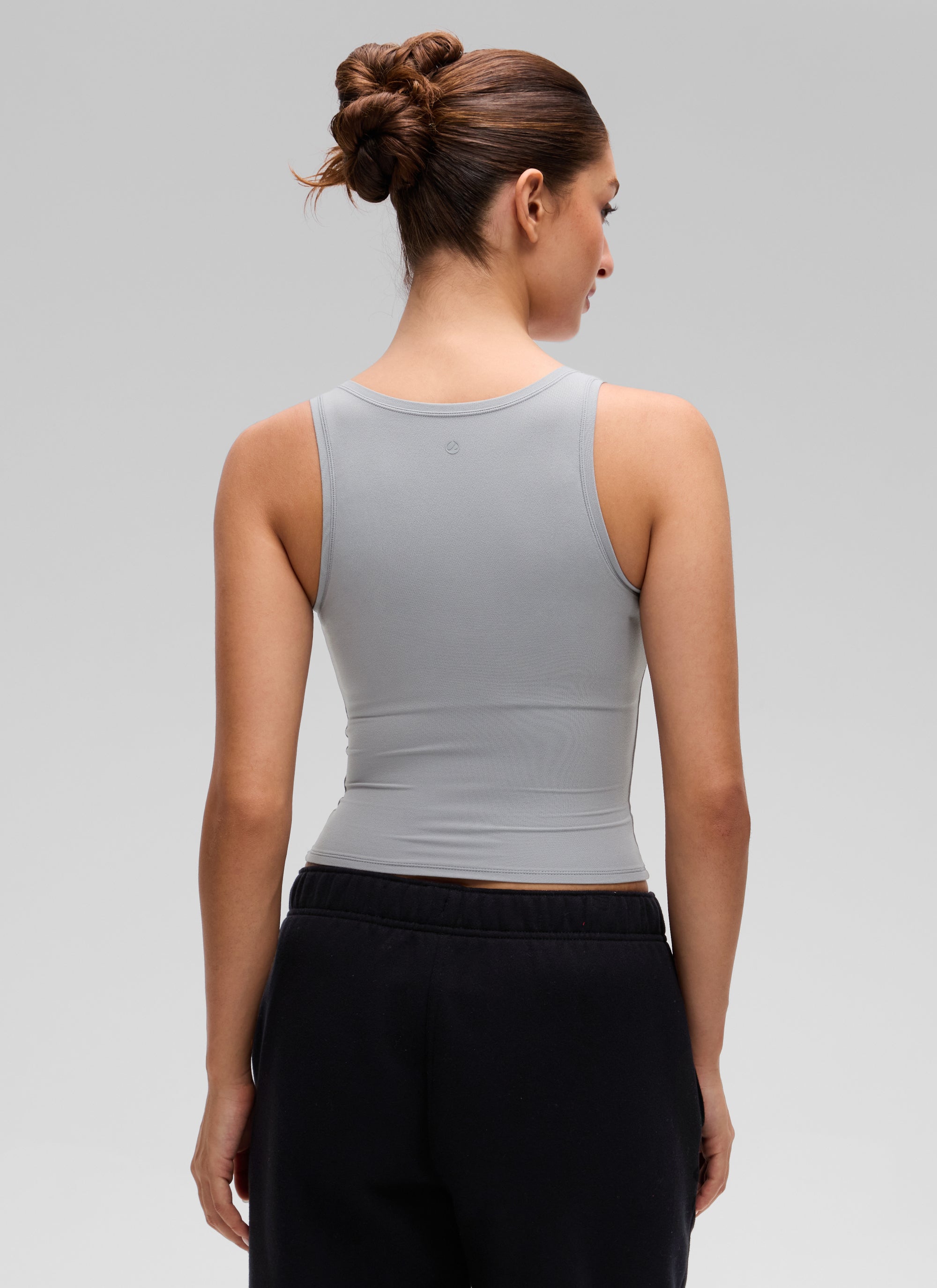 CRZ YOGA Women Softembrace Soft Double Lined Scoop Neck Tanks Casual Tops Rhino Grey