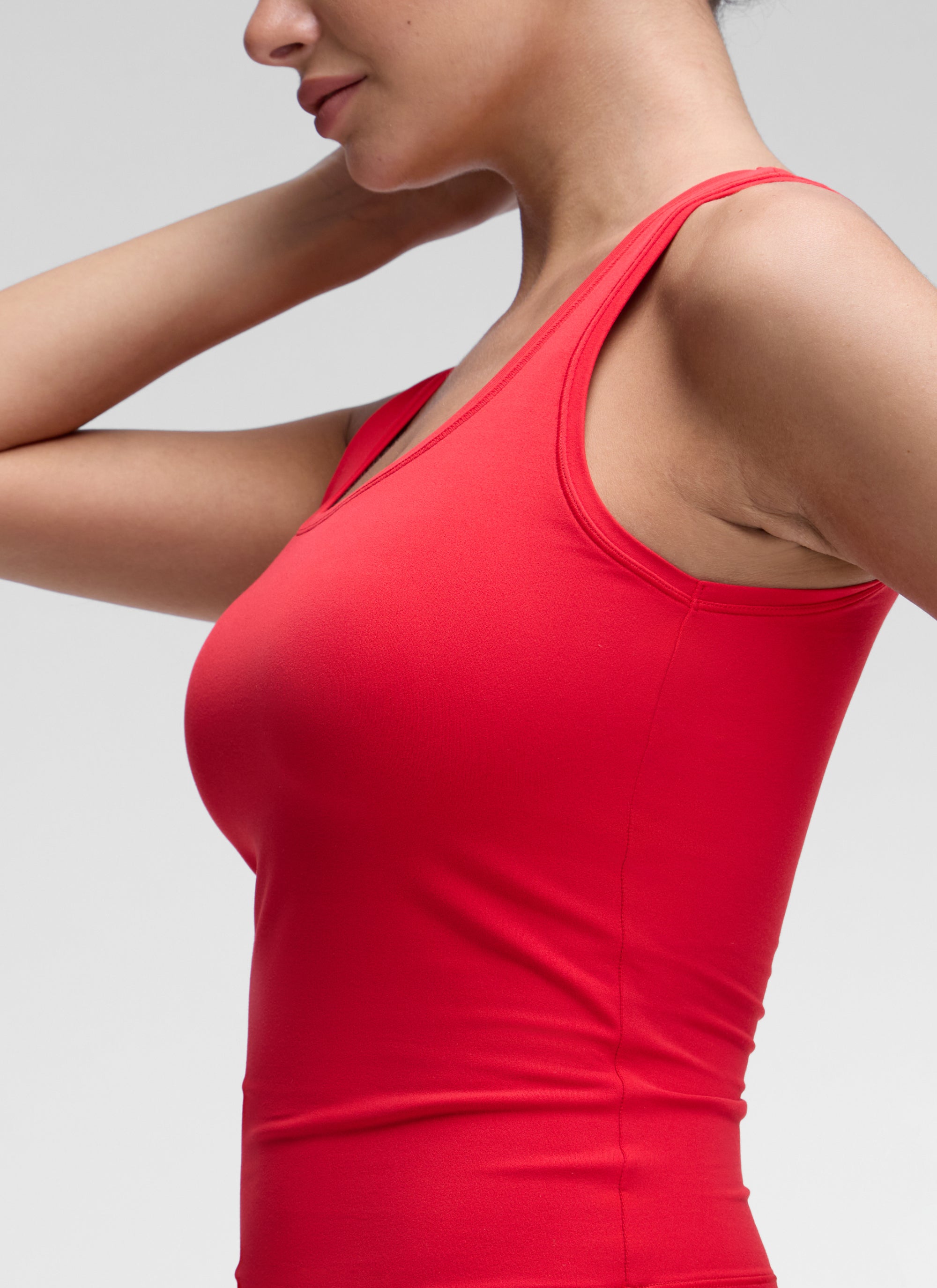 CRZ YOGA Women Softembrace Soft Double Lined Scoop Neck Tanks Casual Tops Aurora Red