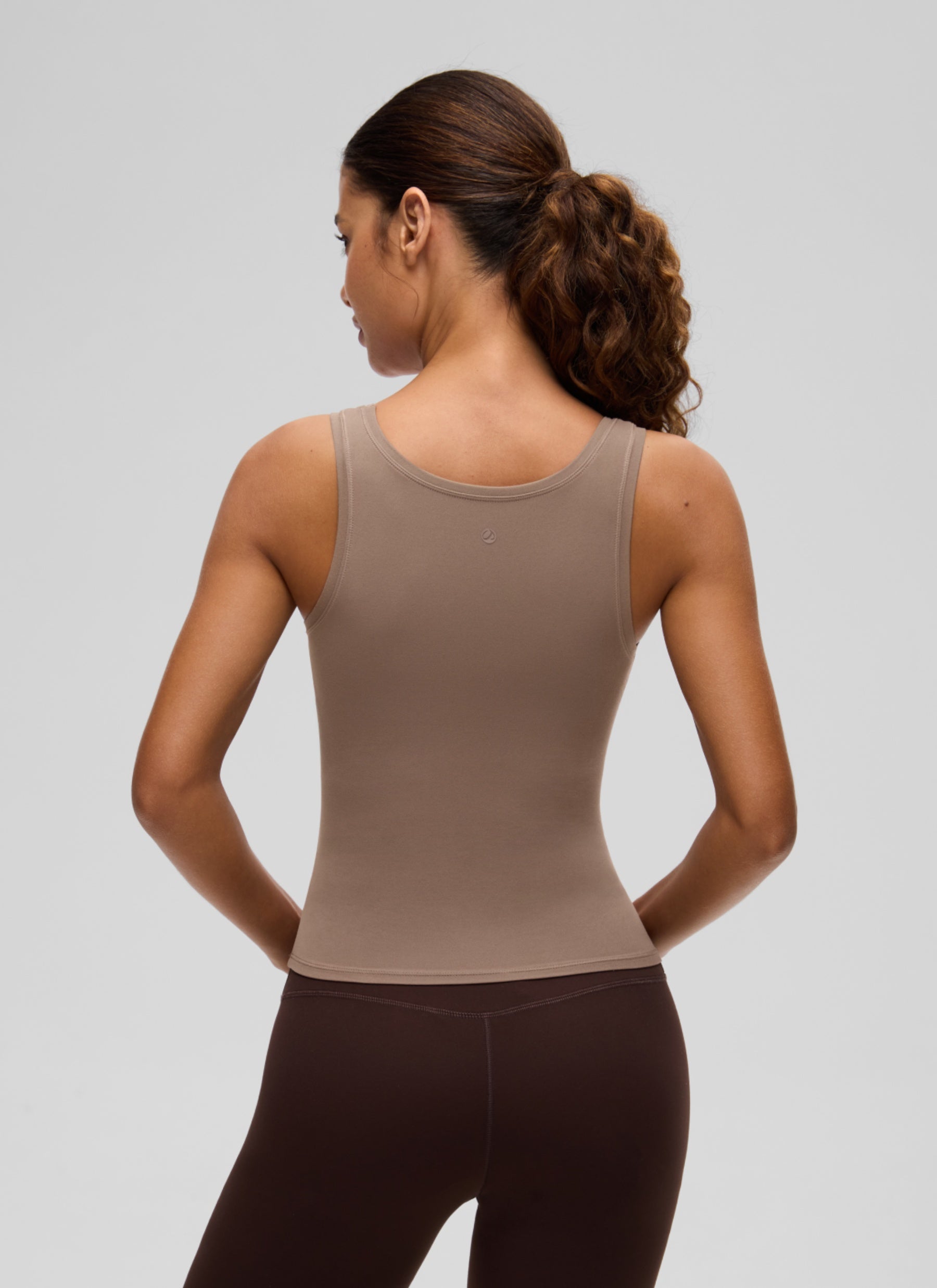 CRZ YOGA Women Softembrace Soft Double Lined Scoop Neck Tanks Casual Tops Brown Purple
