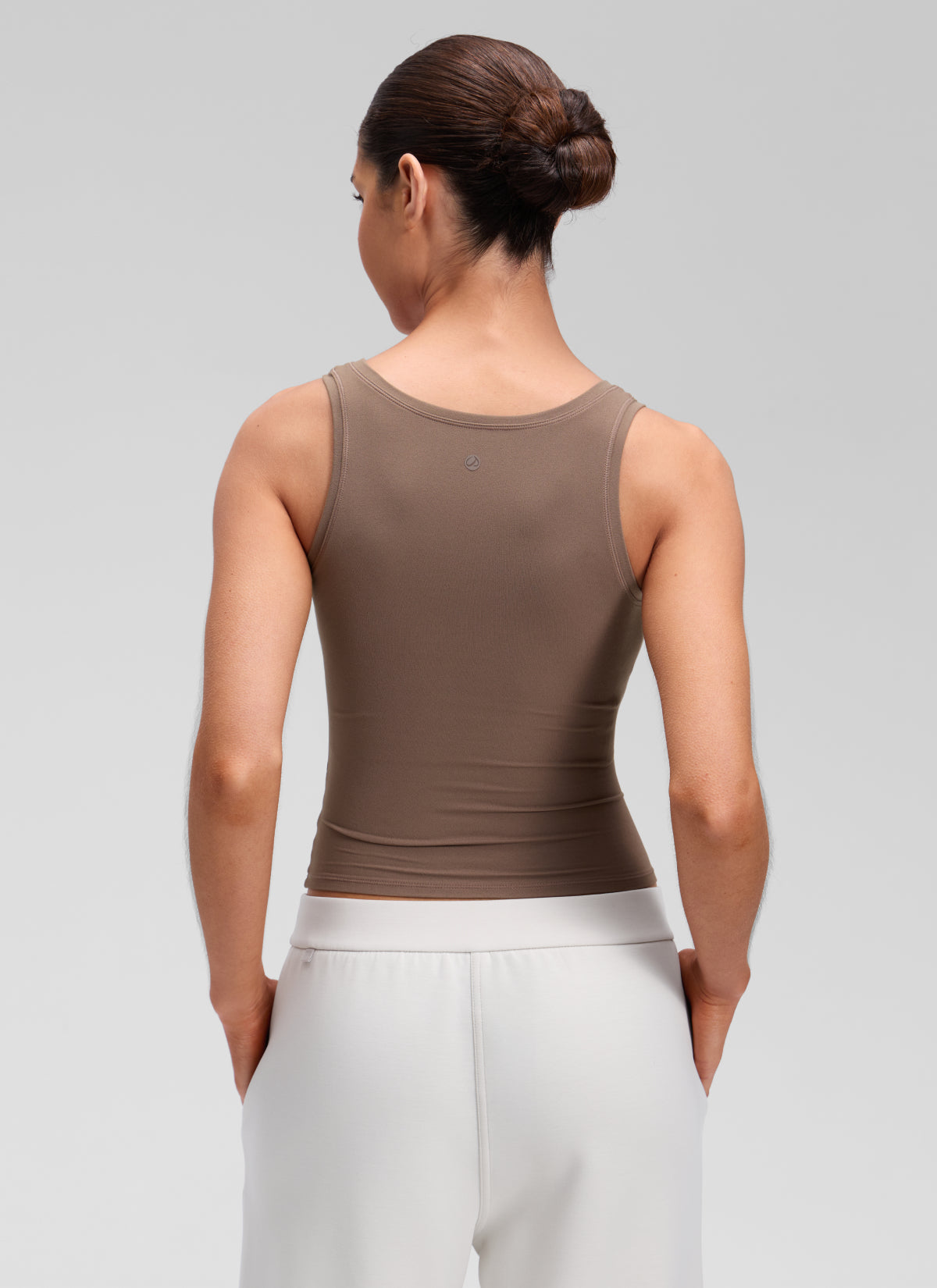 CRZ YOGA Women Softembrace Soft Double Lined Scoop Neck Tanks Casual Tops Brown Purple