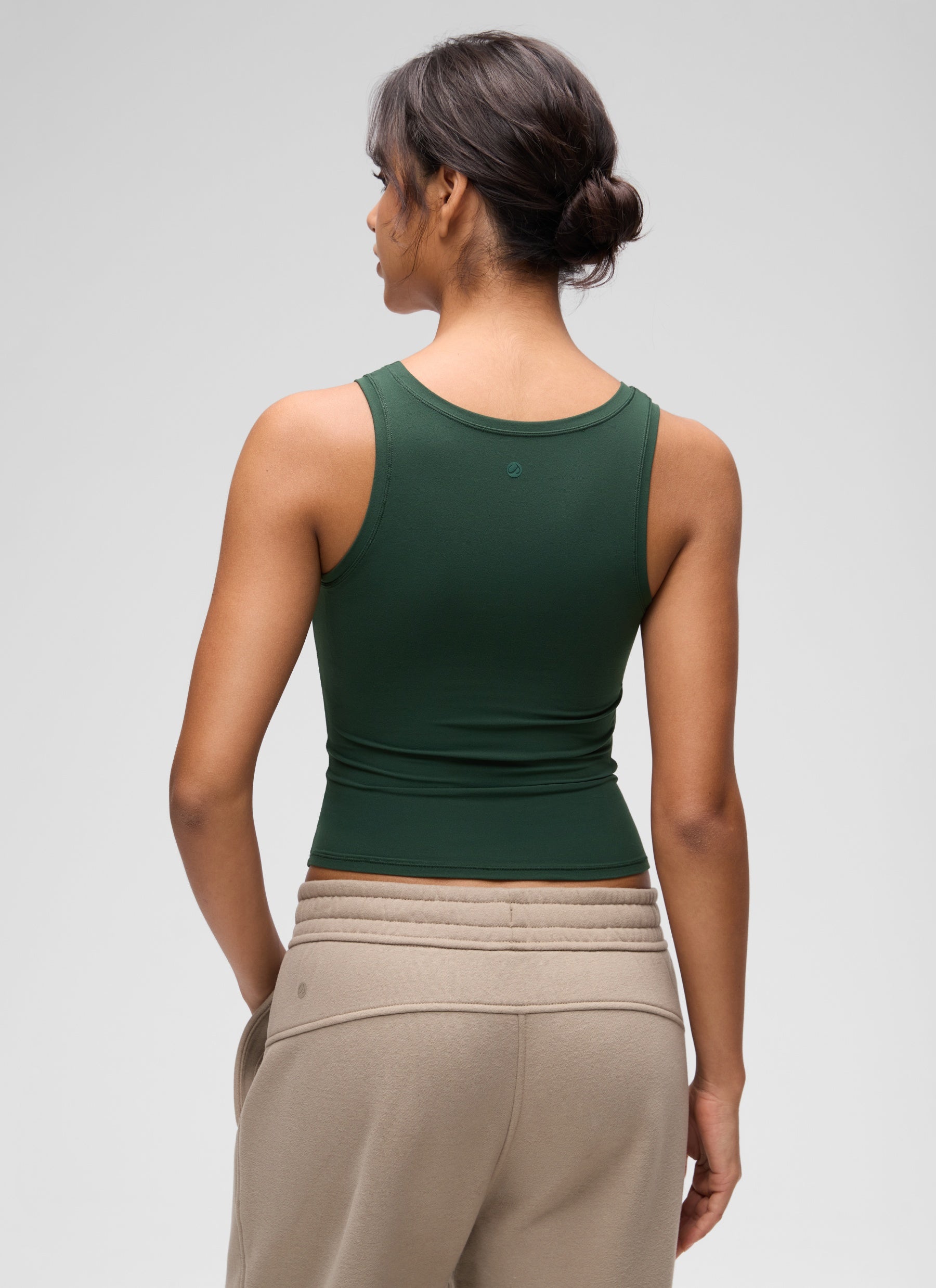 CRZ YOGA Women Softembrace Soft Double Lined Scoop Neck Tanks Casual Tops Legend Green