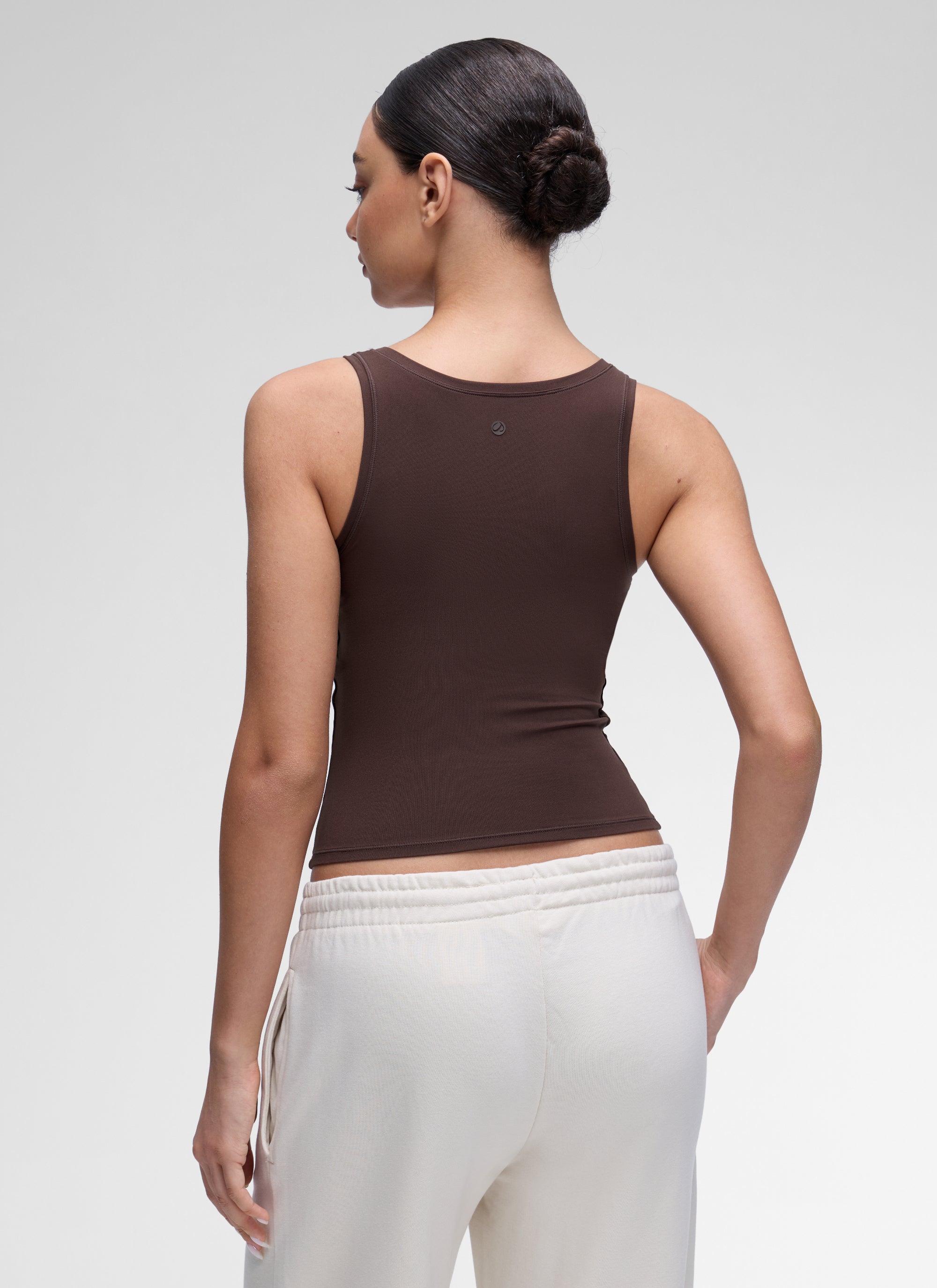CRZ YOGA Women Softembrace Soft Double Lined Scoop Neck Tanks Casual Tops Hot Fudge Brown