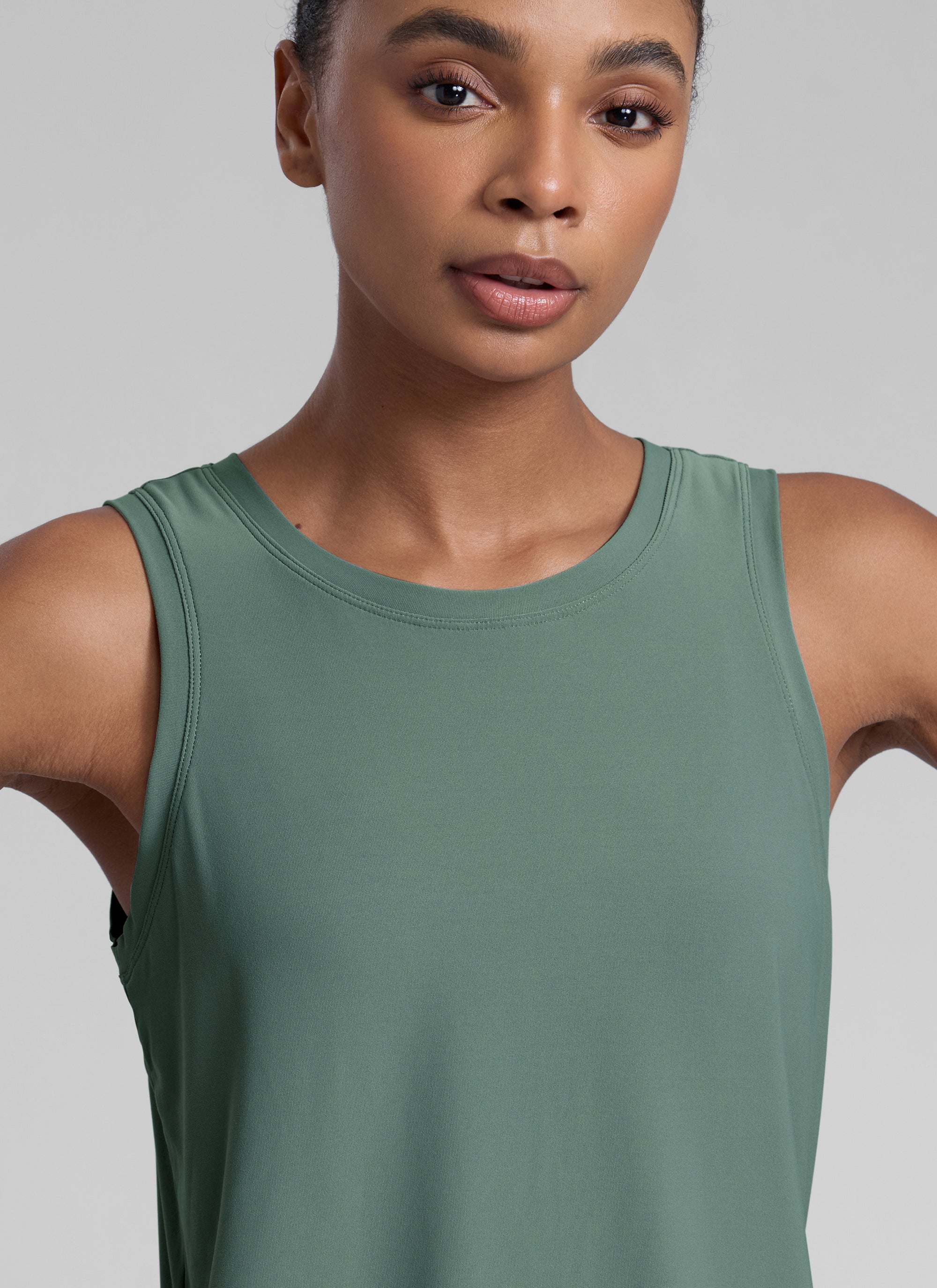 CRZ YOGA Women High Neck Cloudweight Open Back Lightweight Athletic Tank White