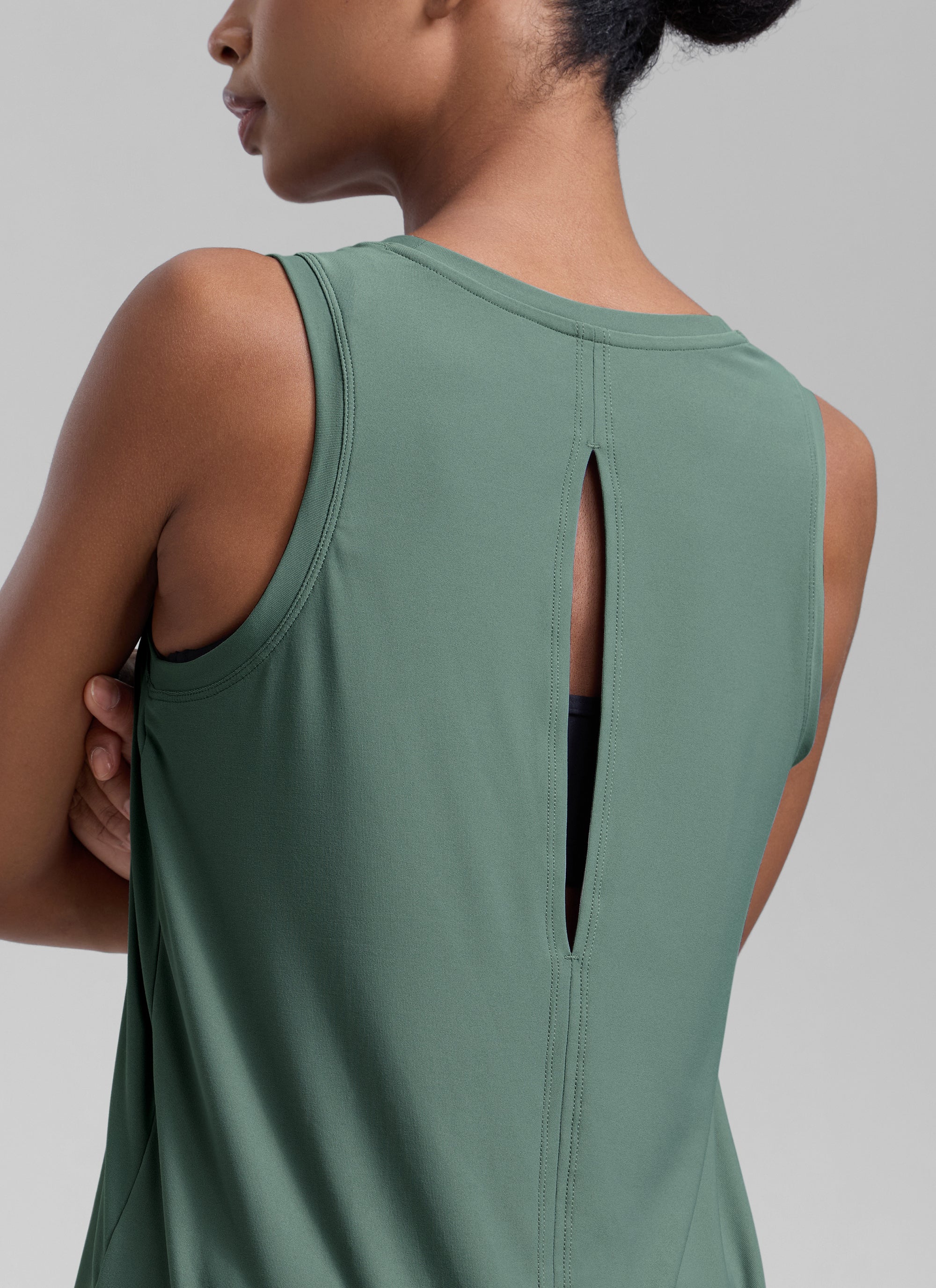 CRZ YOGA Women High Neck Cloudweight Open Back Lightweight Athletic Tank White