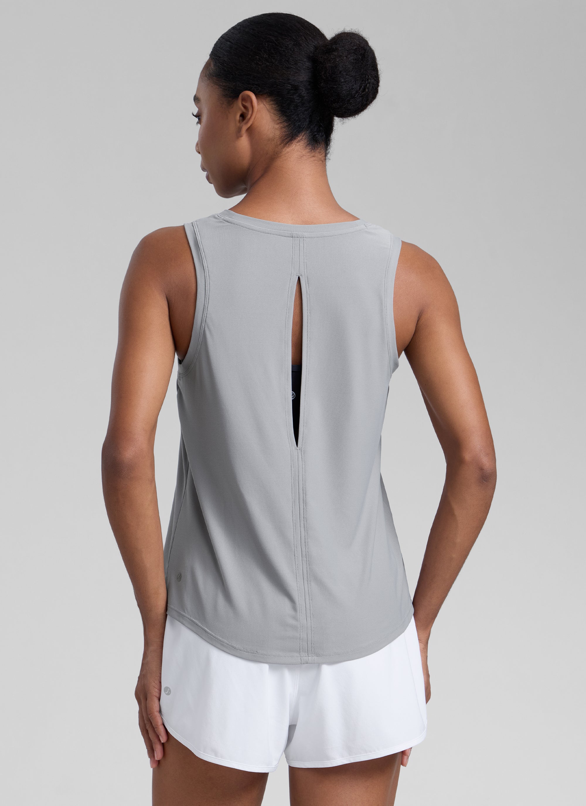 CRZ YOGA Women High Neck Cloudweight Open Back Lightweight Athletic Tank White