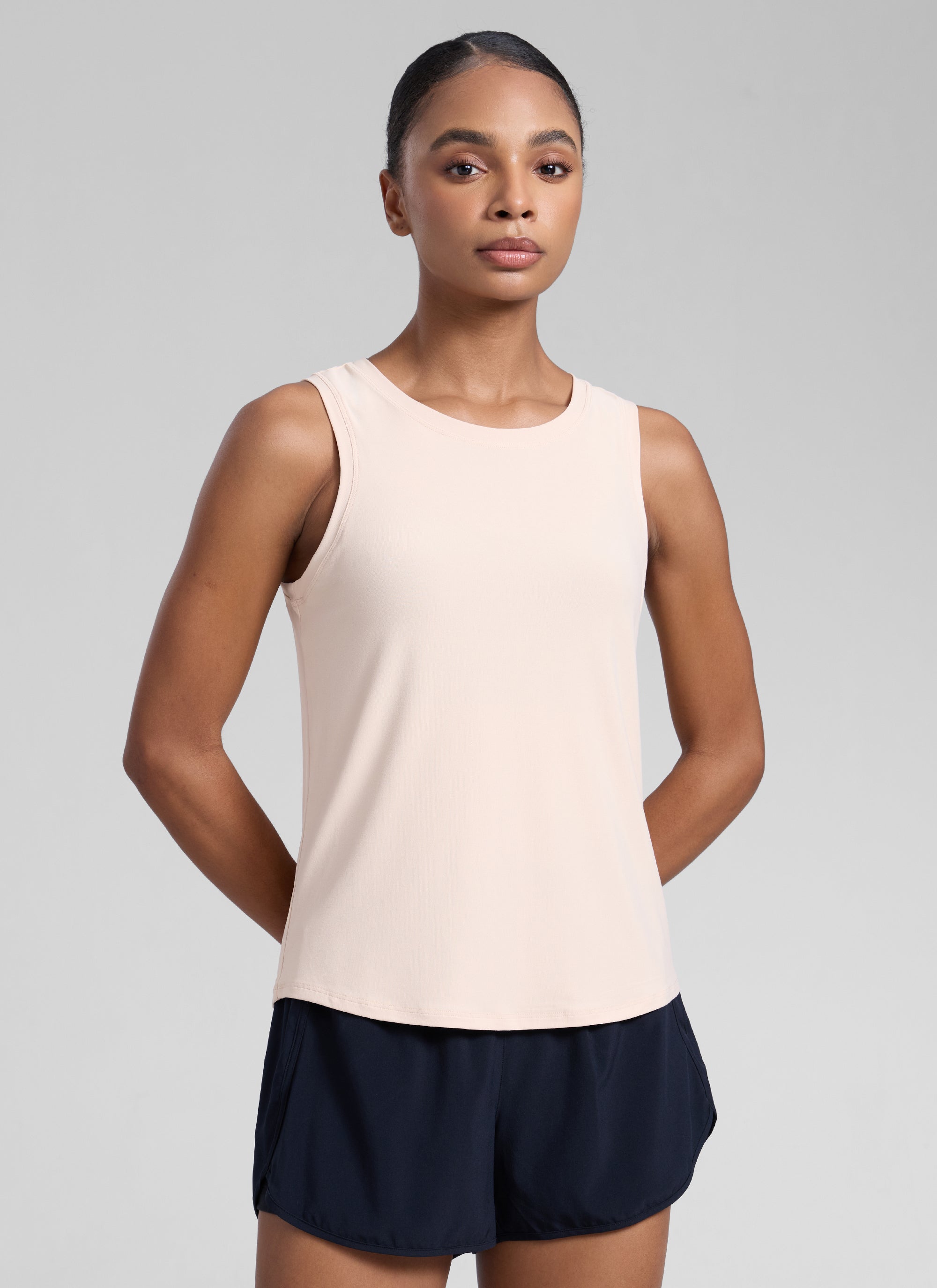 CRZ YOGA Women High Neck Cloudweight Open Back Lightweight Athletic Tank Graphite Green