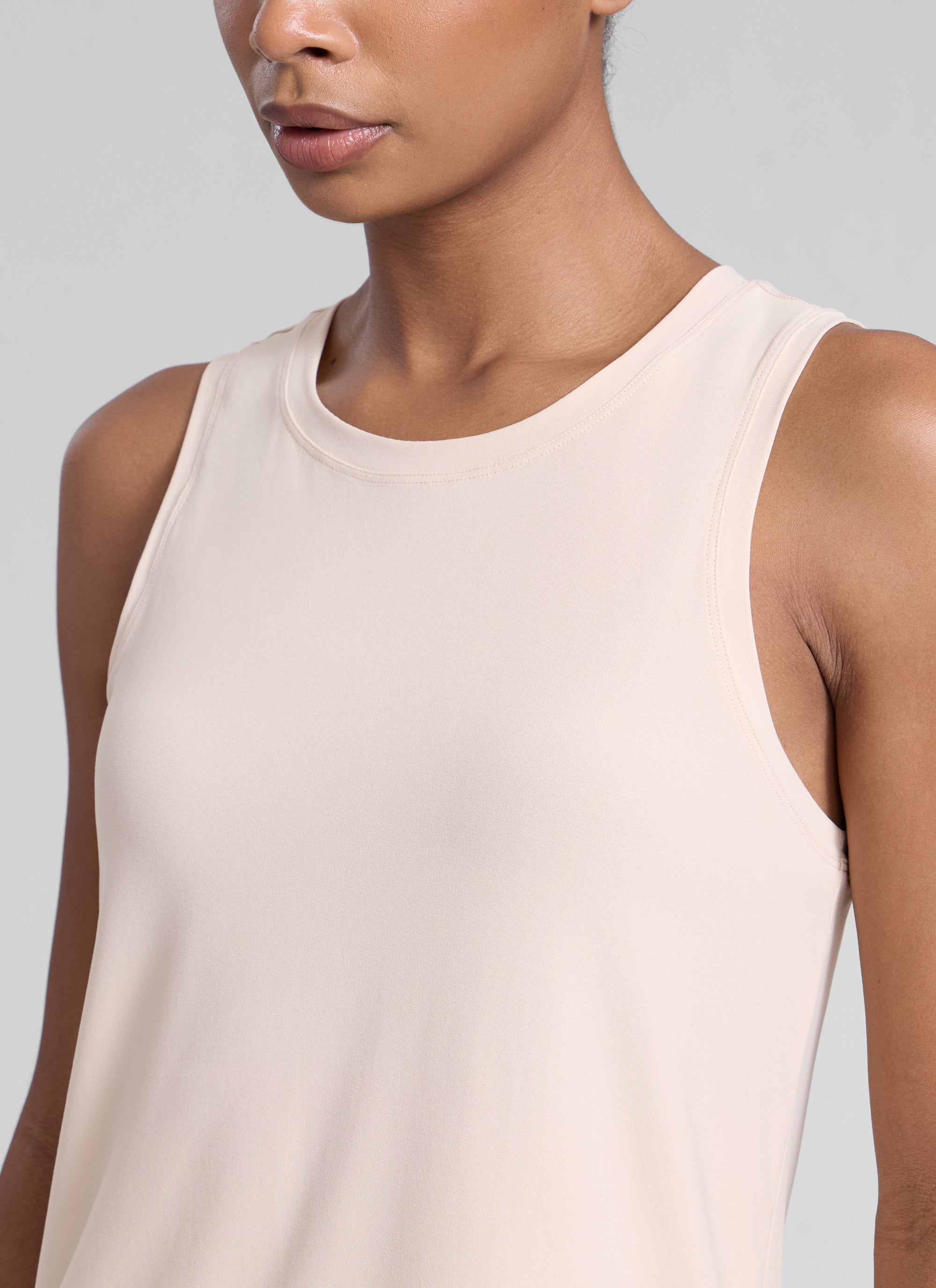 CRZ YOGA Women High Neck Cloudweight Open Back Lightweight Athletic Tank Silver Gray