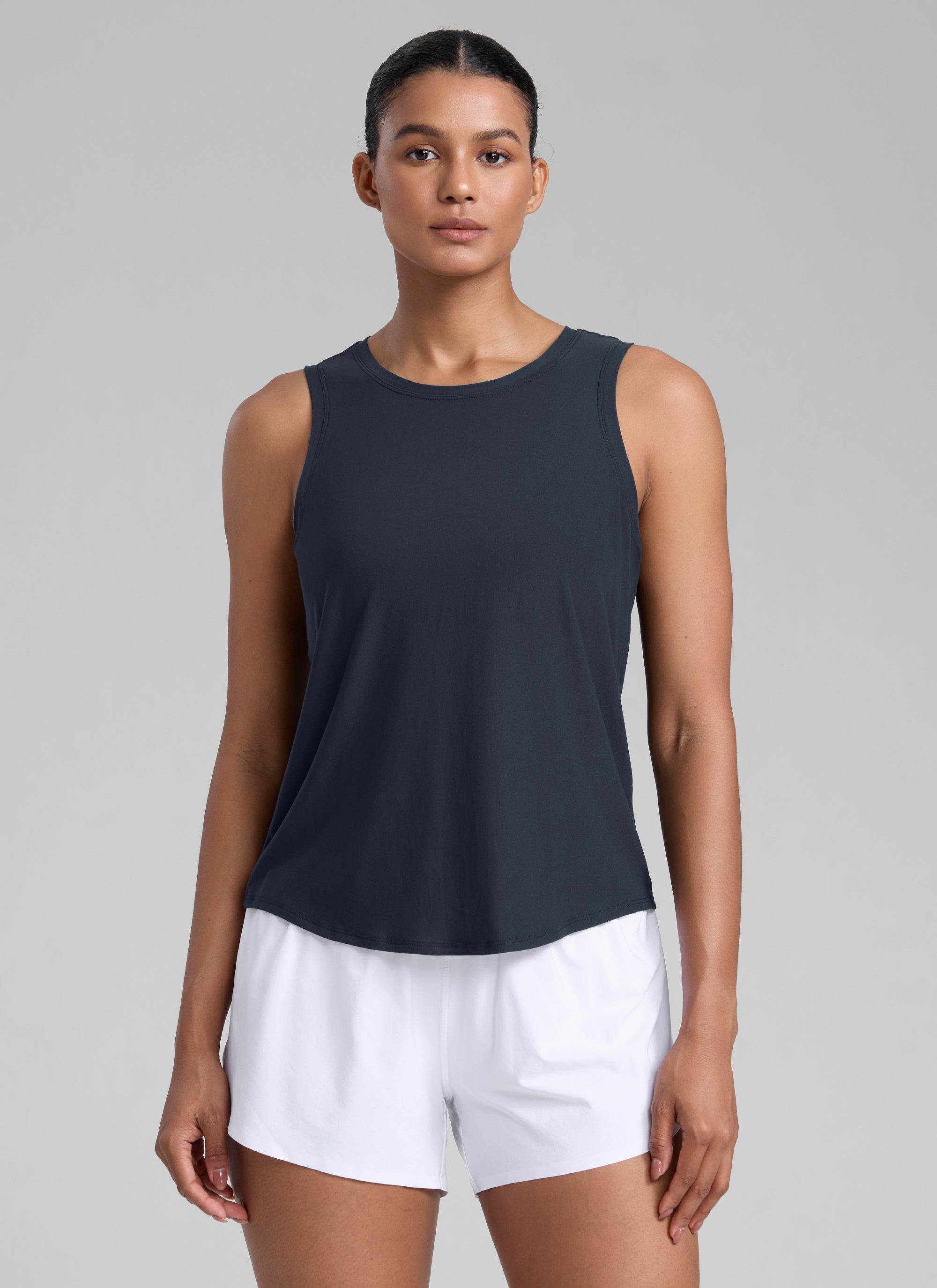 CRZ YOGA Women High Neck Cloudweight Open Back Lightweight Athletic Tank Pink Peony