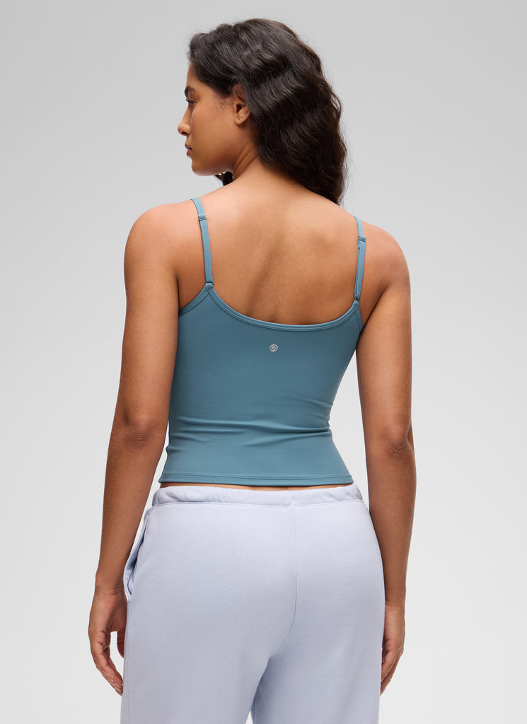 CRZ YOGA Women's Butterluxe Casual Scoop Neck U Back Double Lined Tank Blue Ashes