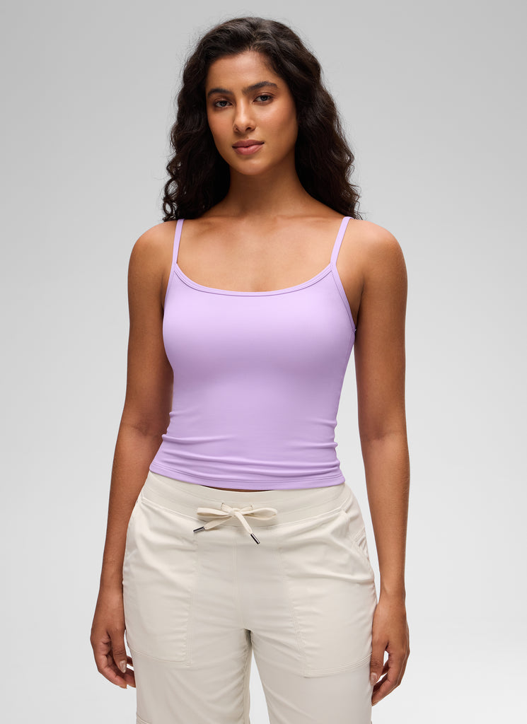 CRZ YOGA Women's Butterluxe Casual Scoop Neck U Back Double Lined Tank Blue Ashes