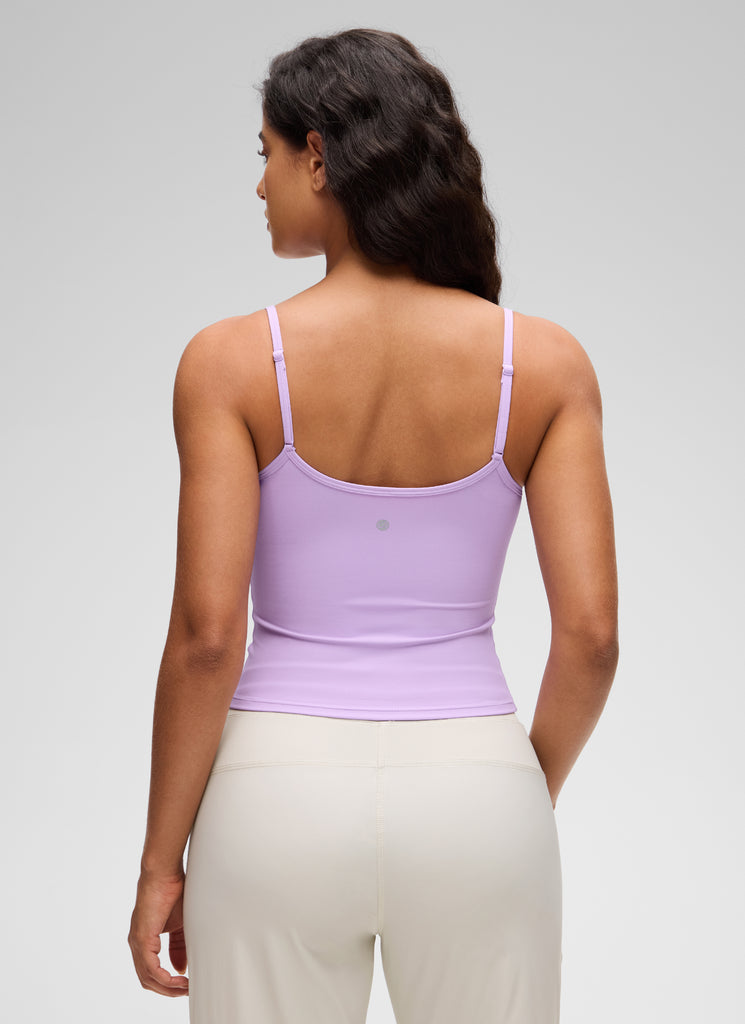 CRZ YOGA Women's Butterluxe Casual Scoop Neck U Back Double Lined Tank Blue Ashes