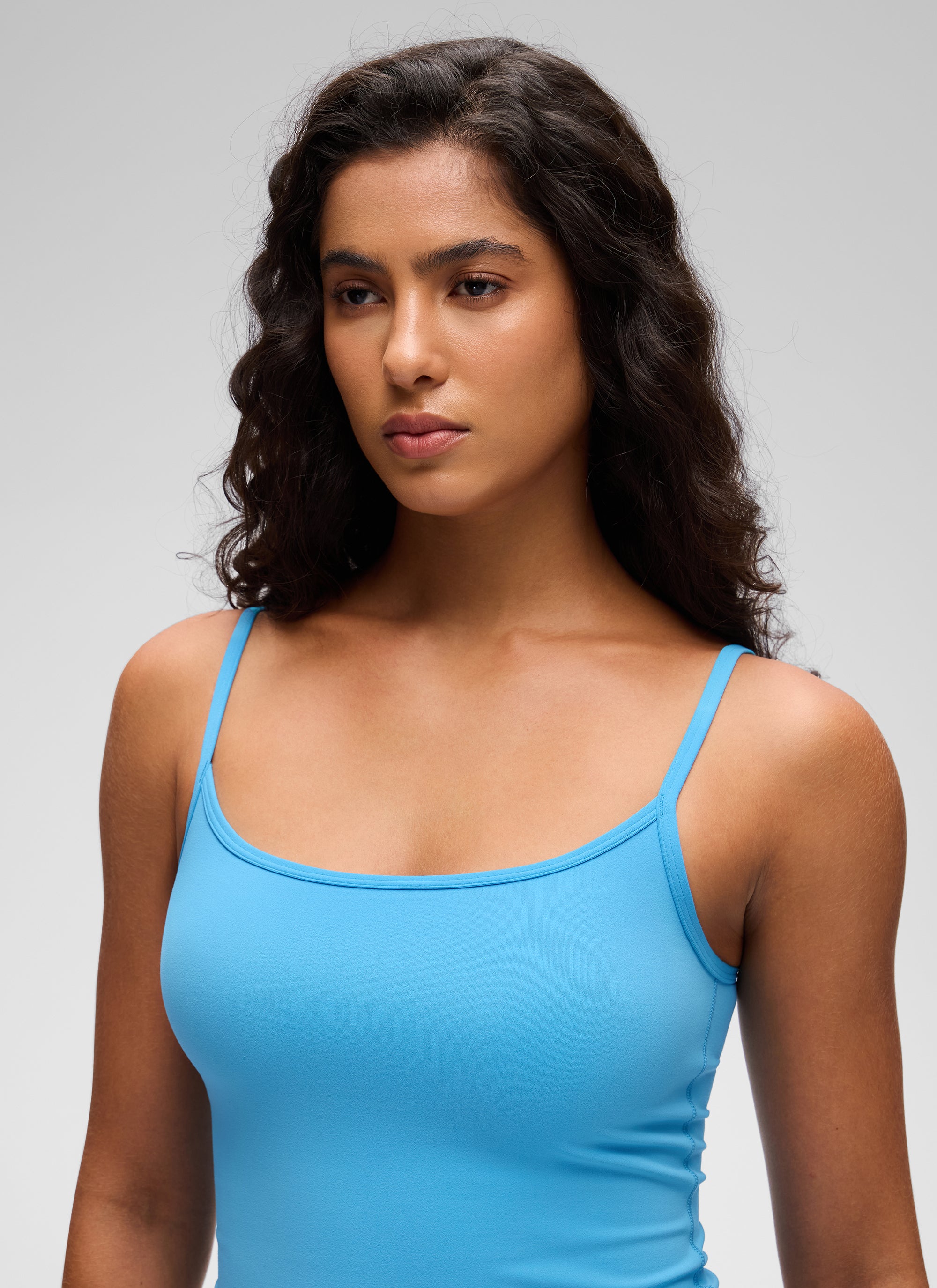 CRZ YOGA Women's Butterluxe Casual Scoop Neck U Back Double Lined Tank Kayak Blue