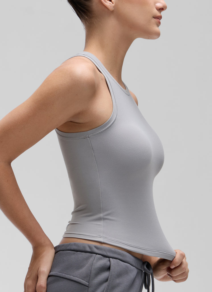 CRZ YOGA Women High Neck Casual Double Lined Sleeveless Tanks Strawberry Pink