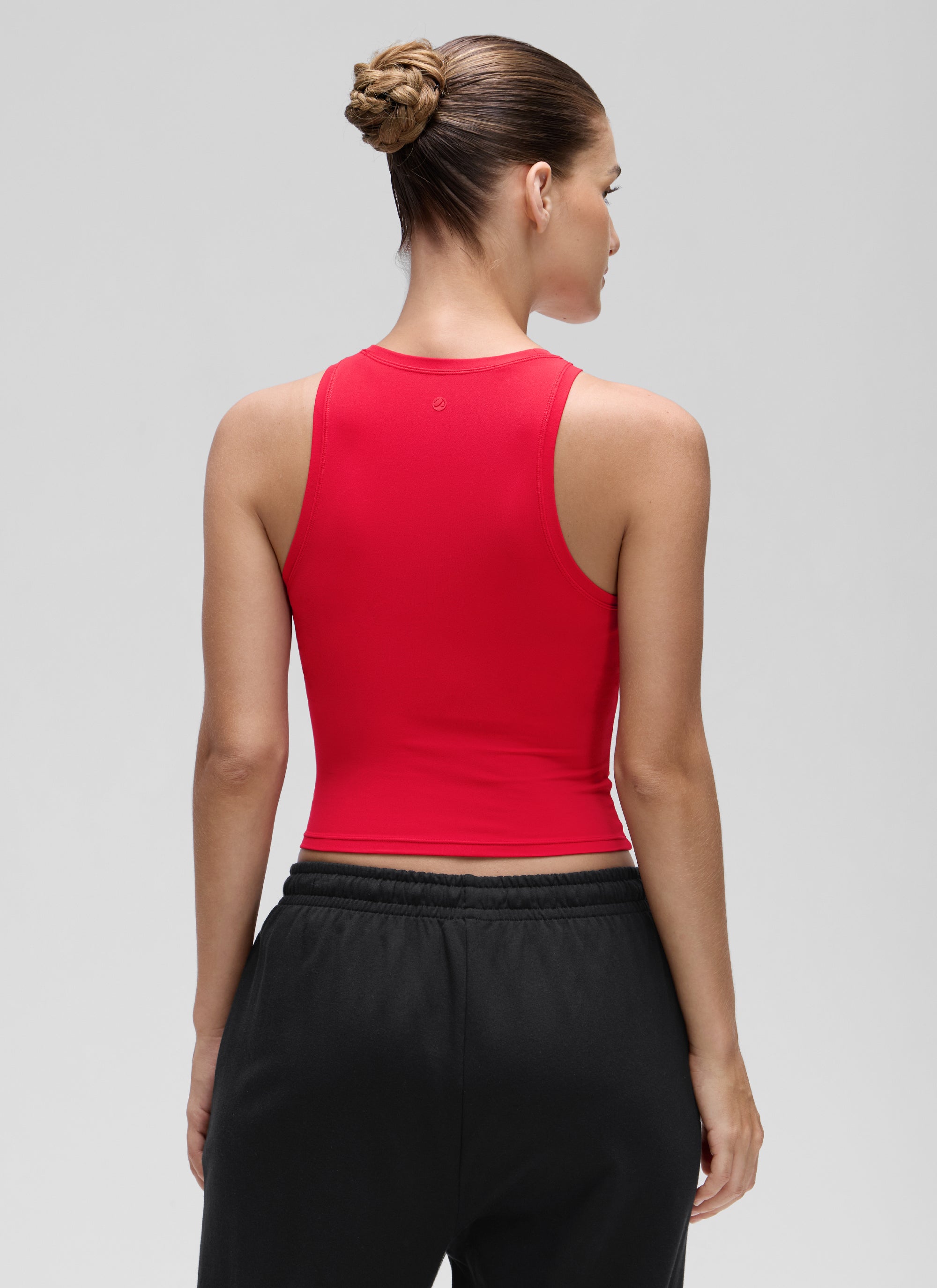 CRZ YOGA Women High Neck Casual Double Lined Sleeveless Tanks Aurora Red