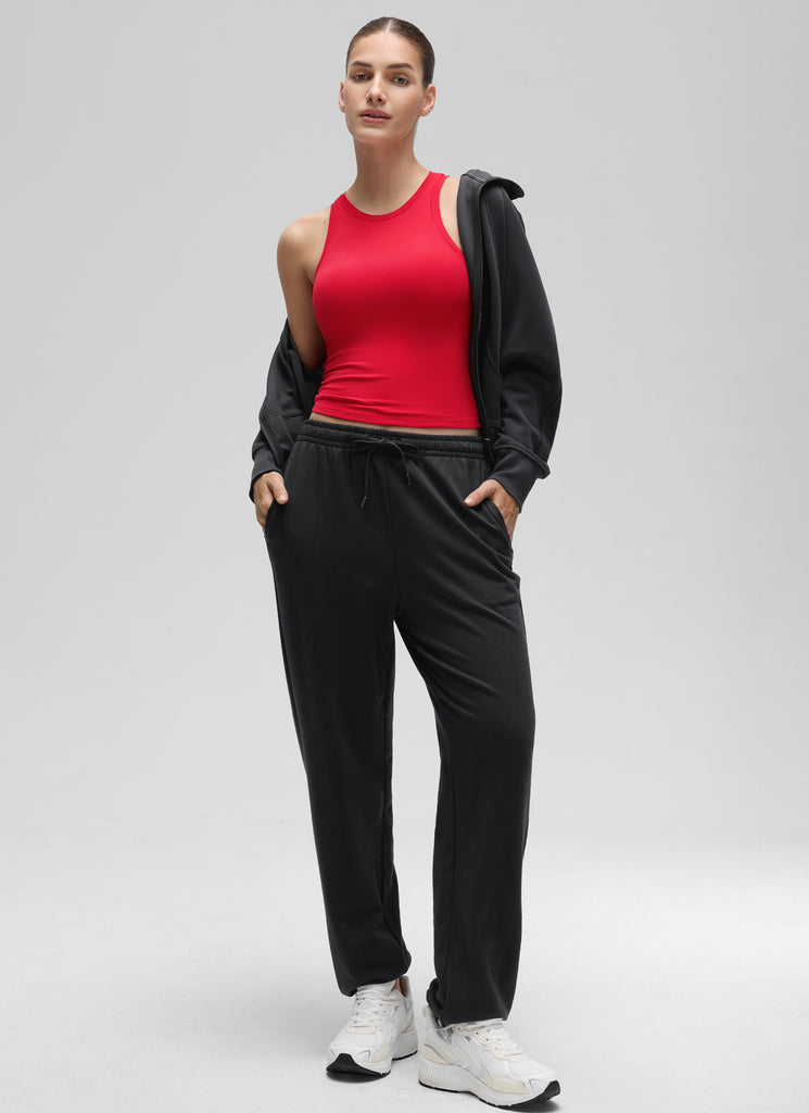 CRZ YOGA Women High Neck Casual Double Lined Sleeveless Tanks Rhino Grey