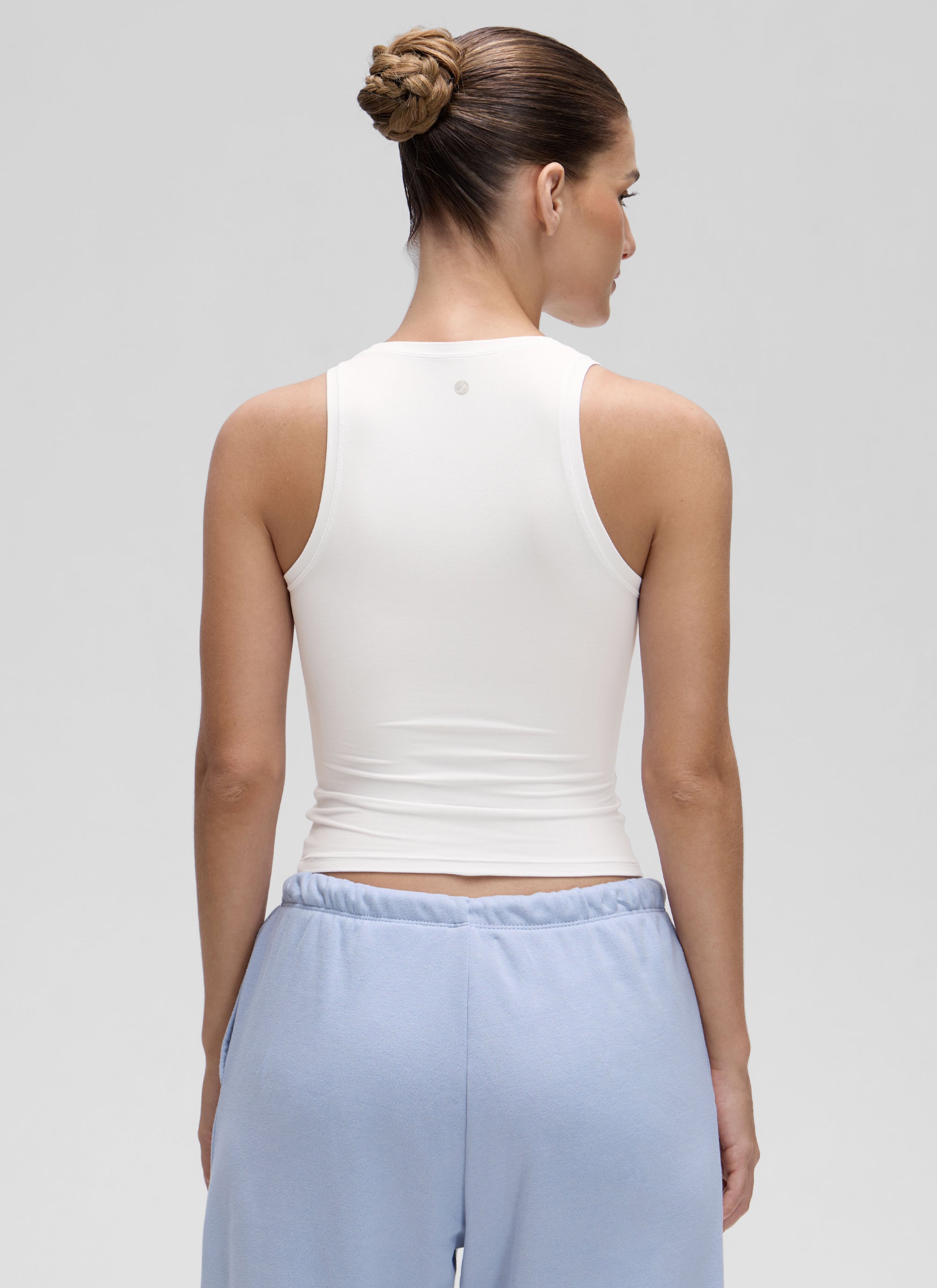 CRZ YOGA Women High Neck Casual Double Lined Sleeveless Tanks White