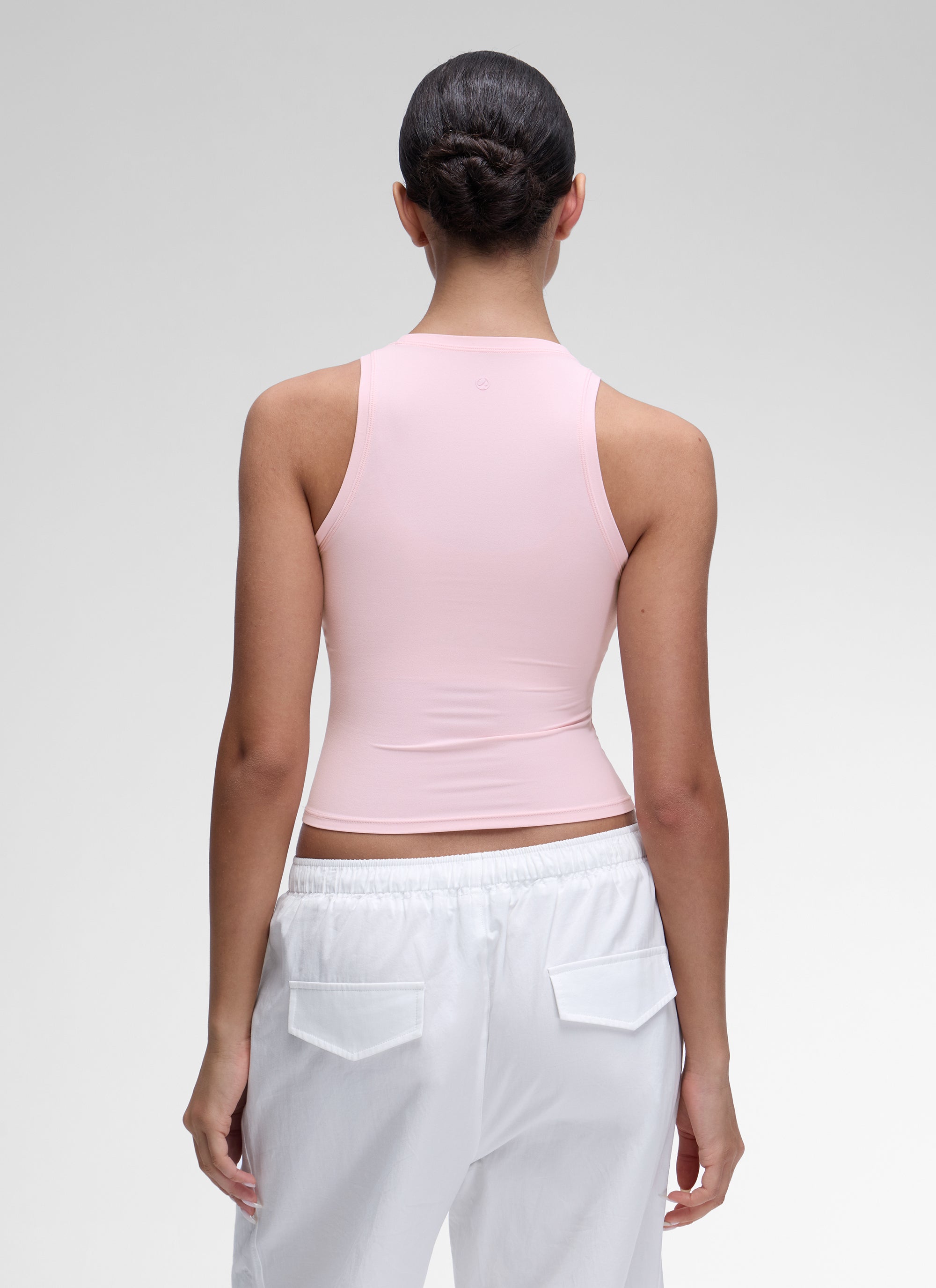 CRZ YOGA Women High Neck Casual Double Lined Sleeveless Tanks Strawberry Pink