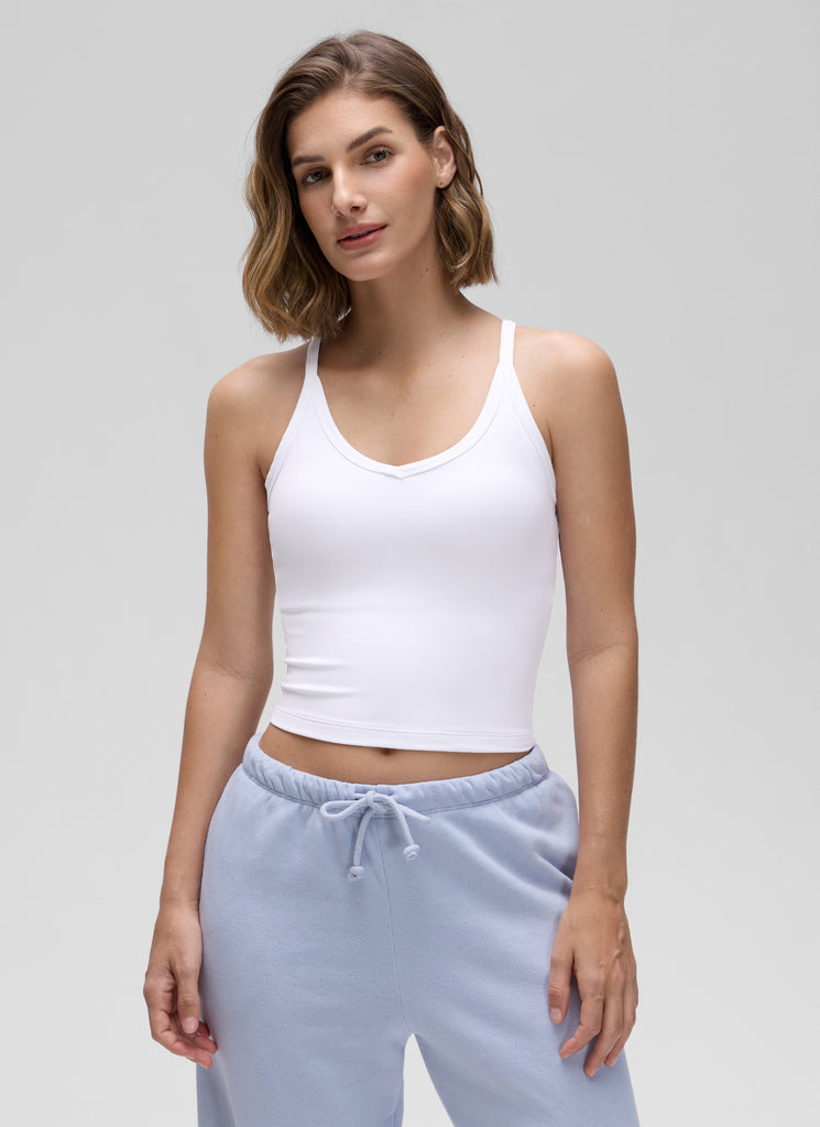 CRZ YOGA Women's Butterluxe Soft Double Lined V Neck Racerback Tanks Black