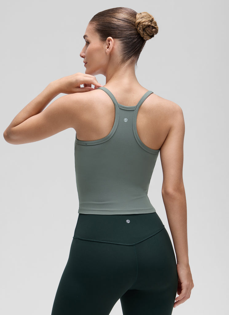 CRZ YOGA Women's Butterluxe Soft Double Lined V Neck Racerback Tanks True Navy