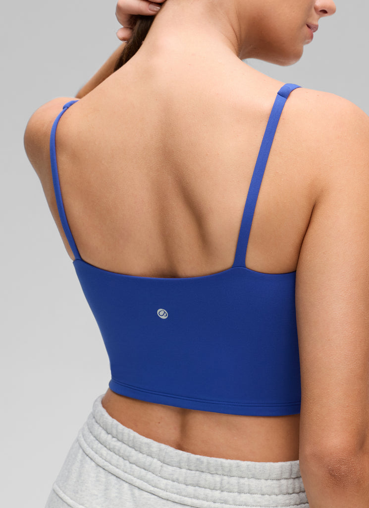 CRZ YOGA Women's Butterluxe Soft Square Neck Crop Double Lined Tank Waves Blue