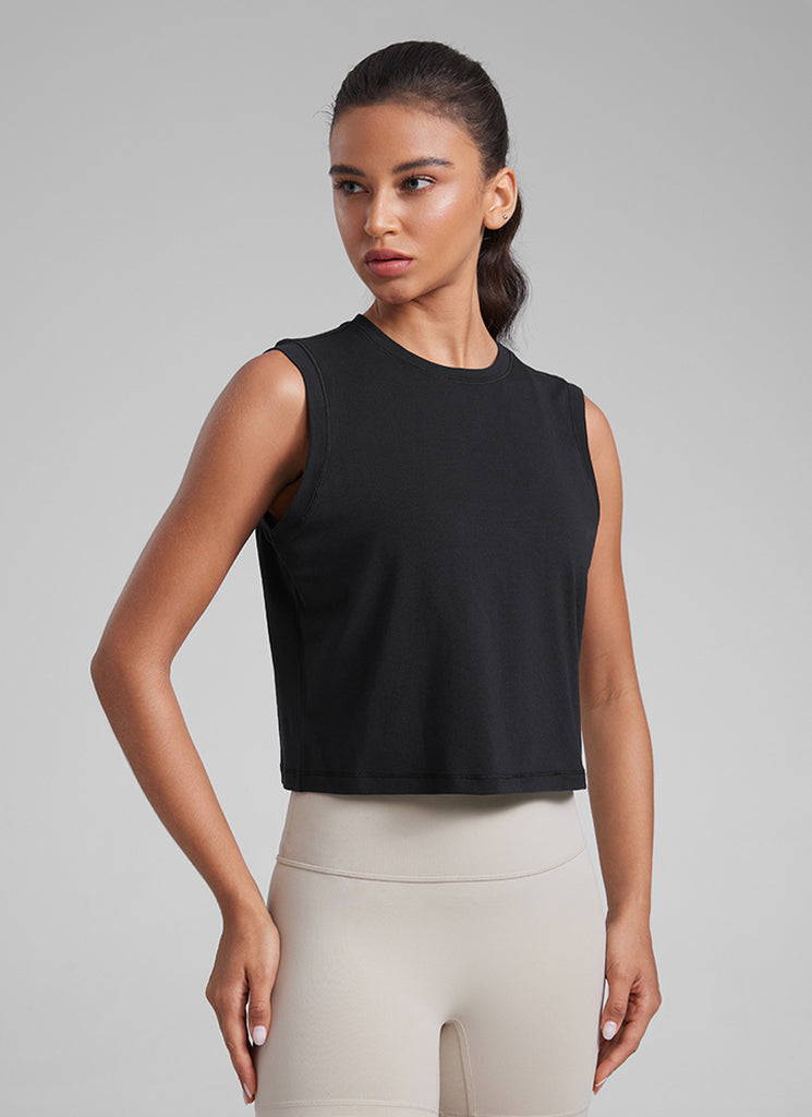 CRZ YOGA Women Workout Casual Poly Cotton-Blend Muscle Tank Quick Dry Mojave Tan