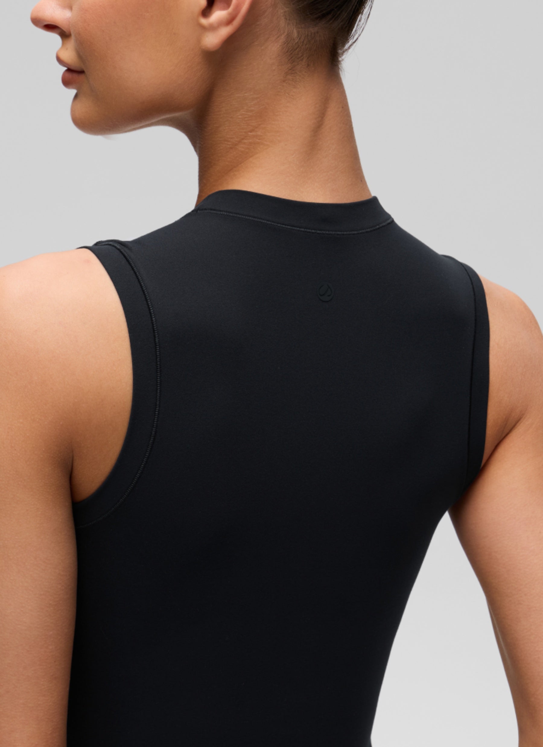 CRZ YOGA Women's Softembrace Casual Crop High Neck Tight Crewneck Tank Black