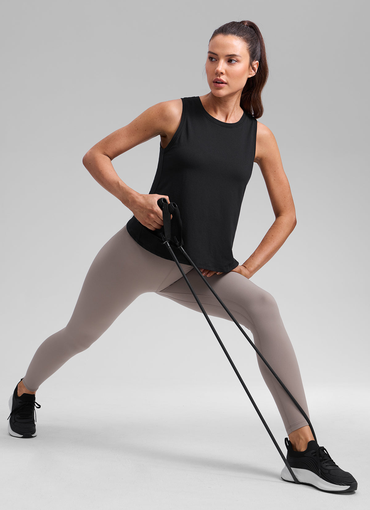 CRZ YOGA Women's Poly Cotton-Blend Workout Open Split Back Tank Black