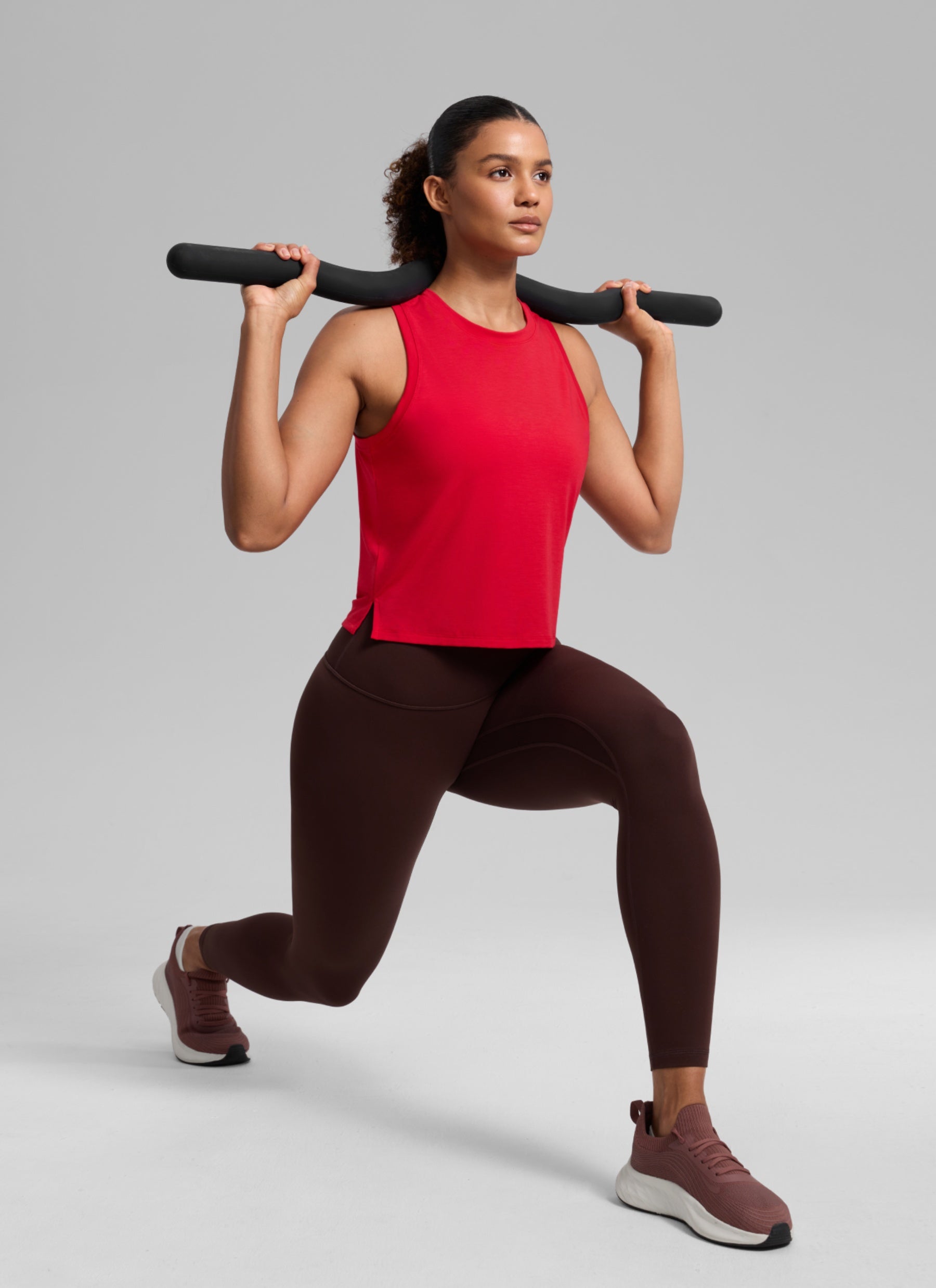 CRZ YOGA Women's Quick Dry Crop Racerback Sleevesless Tank Tops Aurora Red