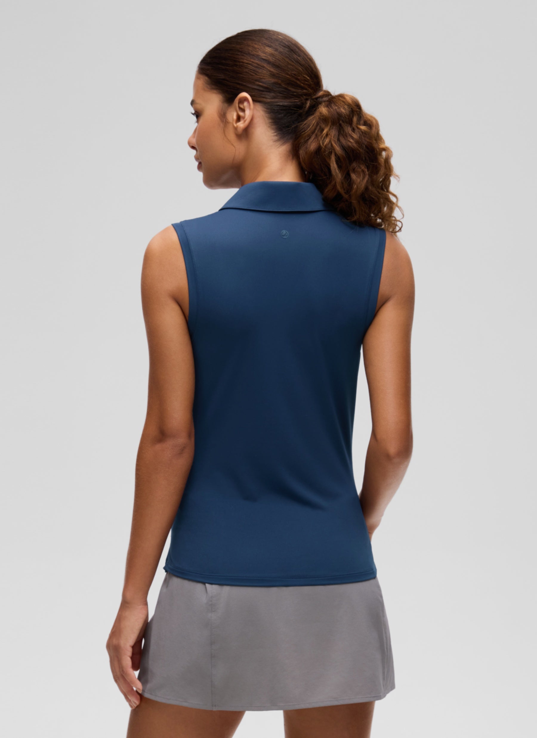 CRZ YOGA Women's Golf Tennis Hip Length Slim Fit Sleeveless Polo Club Blue
