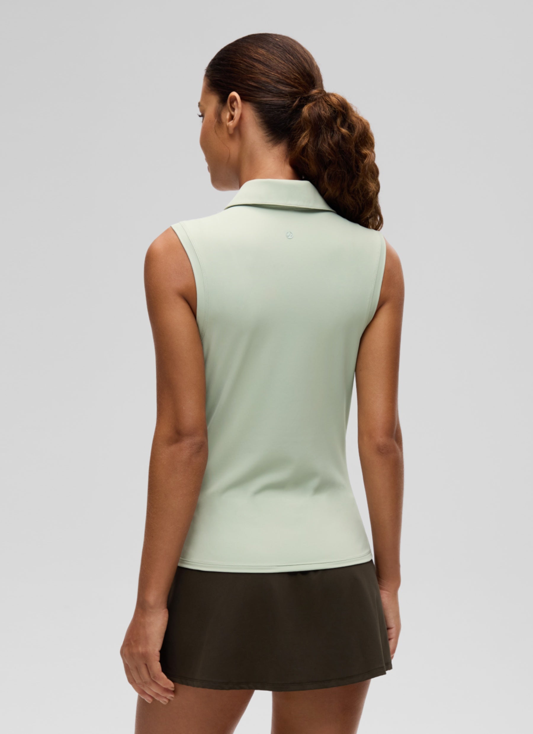 CRZ YOGA Women's Golf Tennis Hip Length Slim Fit Sleeveless Polo Jade Grey
