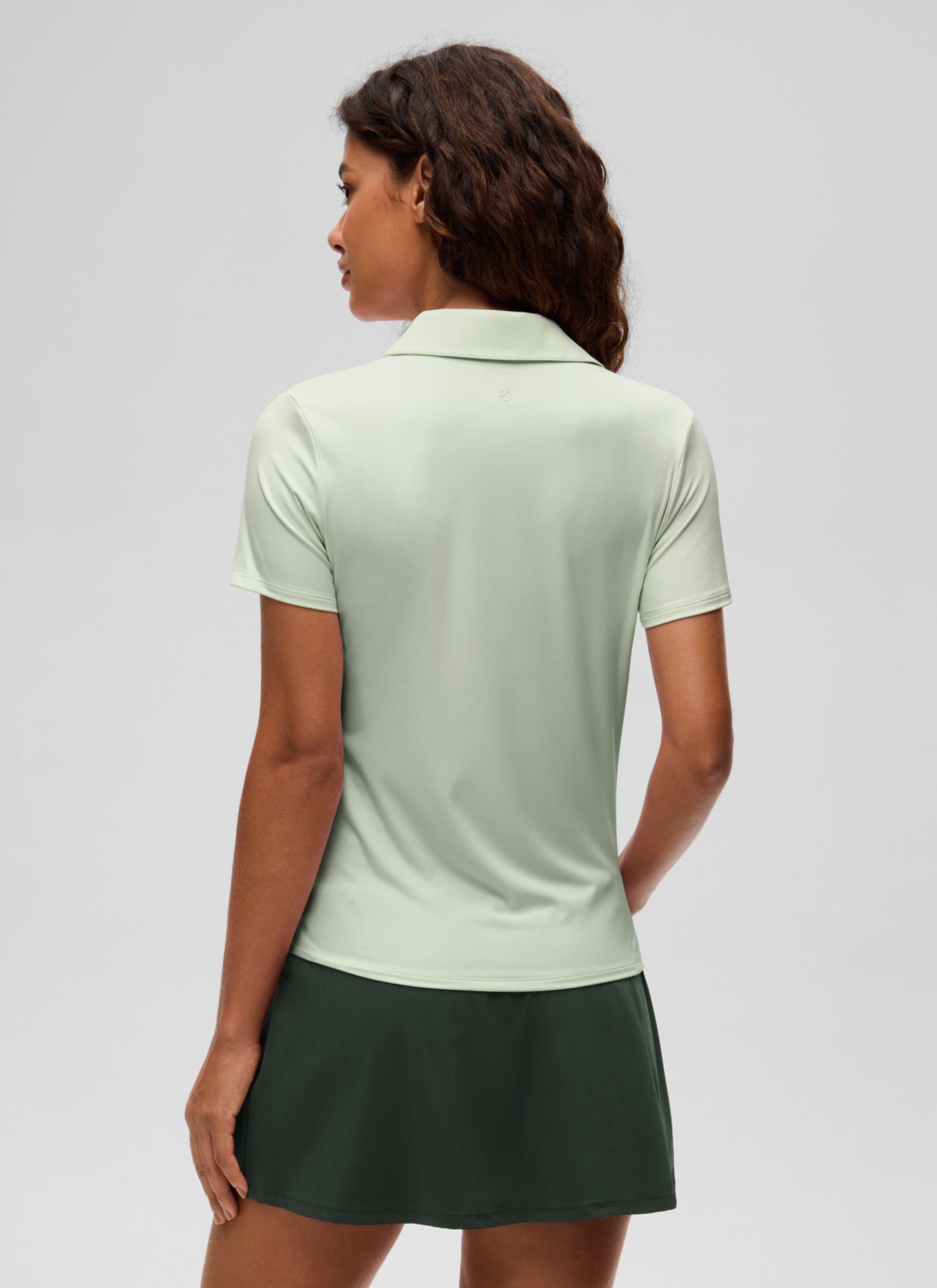 CRZ YOGA Women's Golf Tennis Hip Length Polo Slim Fit Short Sleeve Jade Grey
