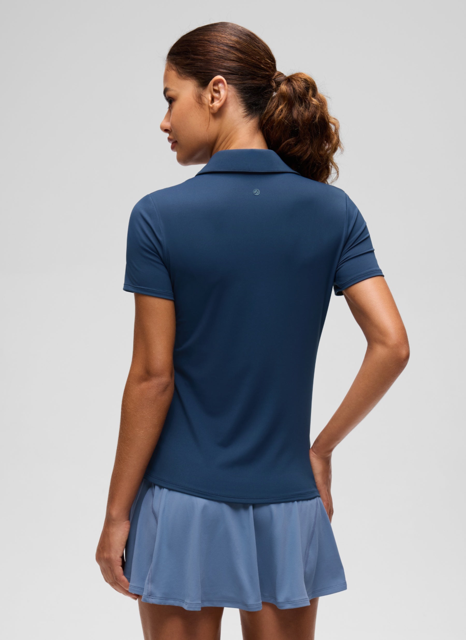 CRZ YOGA Women's Golf Tennis Hip Length Polo Slim Fit Short Sleeve Club Blue