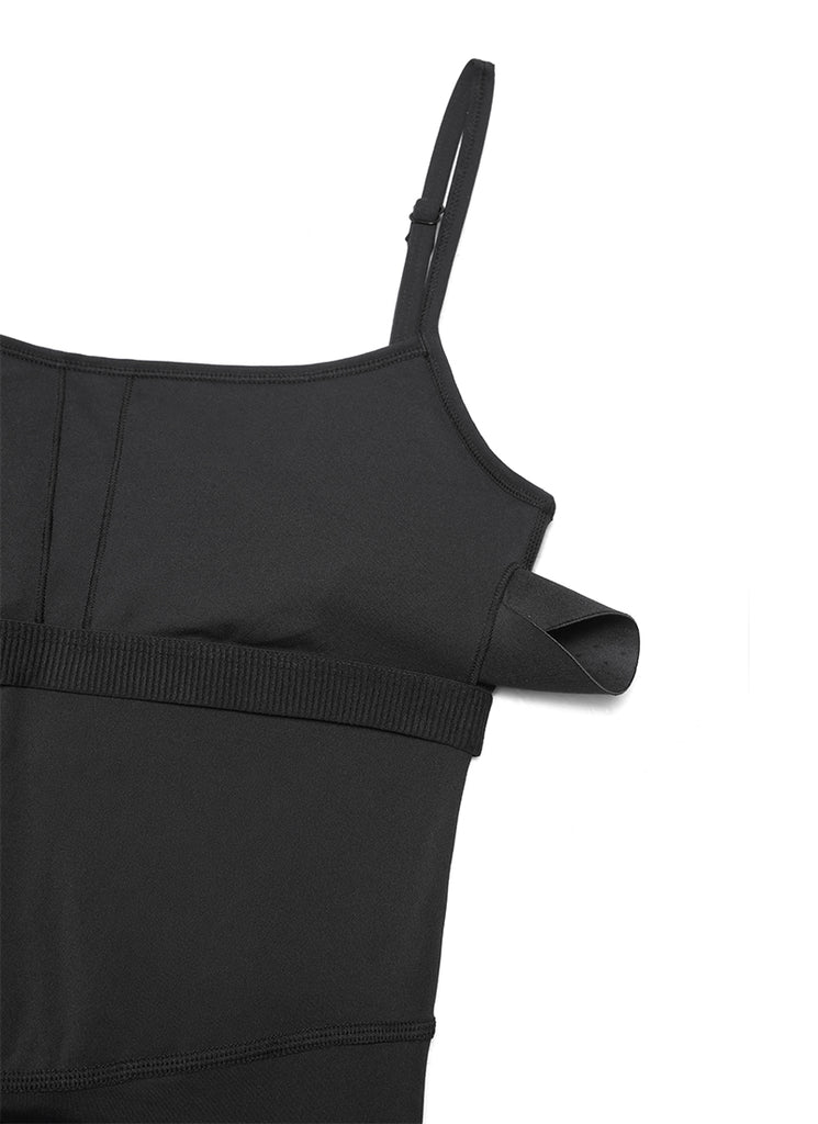 CRZ YOGA Women's Yoga Tight Fit Jumpsuits Build-in Bra Bodysuits Black